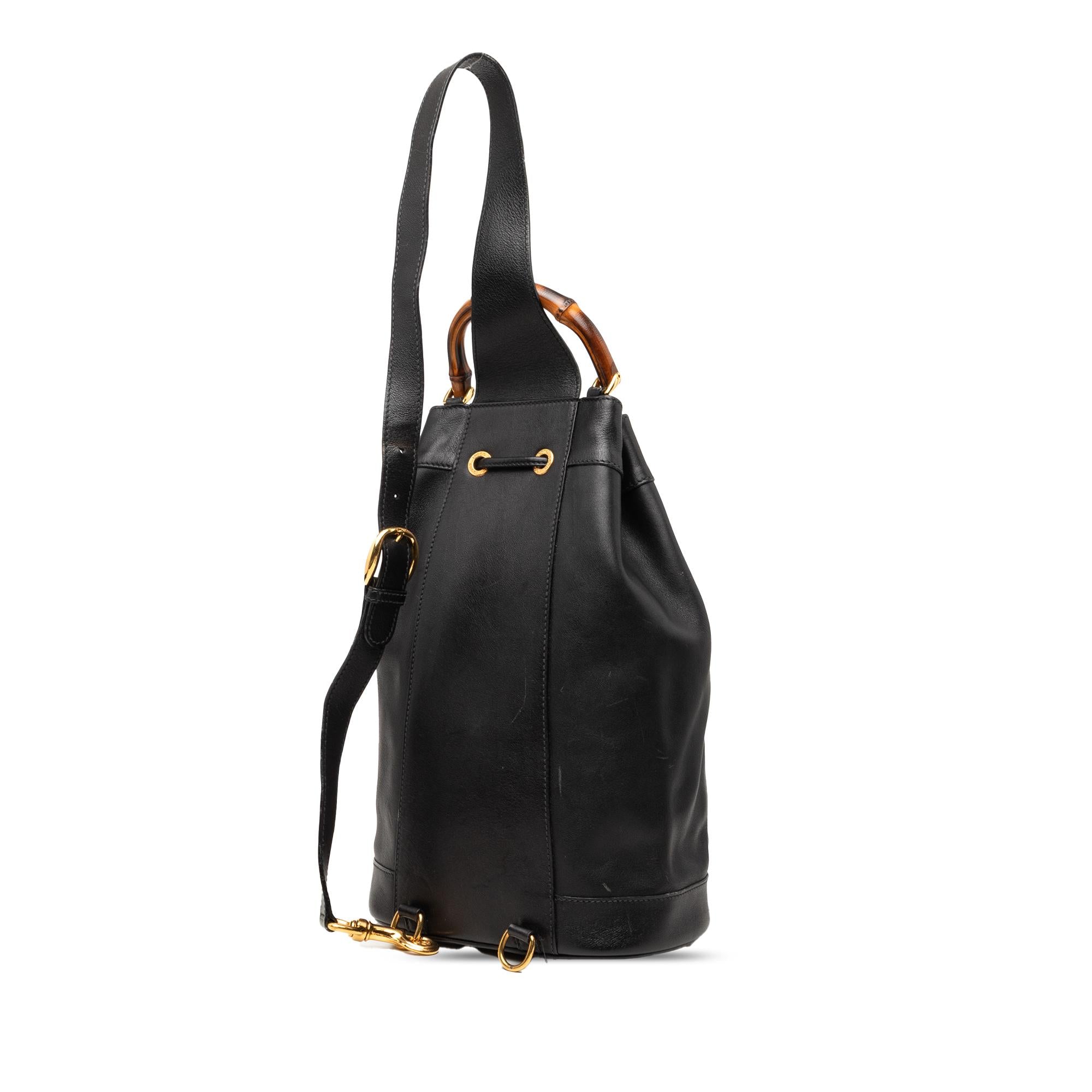Gucci Calfskin Bamboo Drawstring Sling Backpack