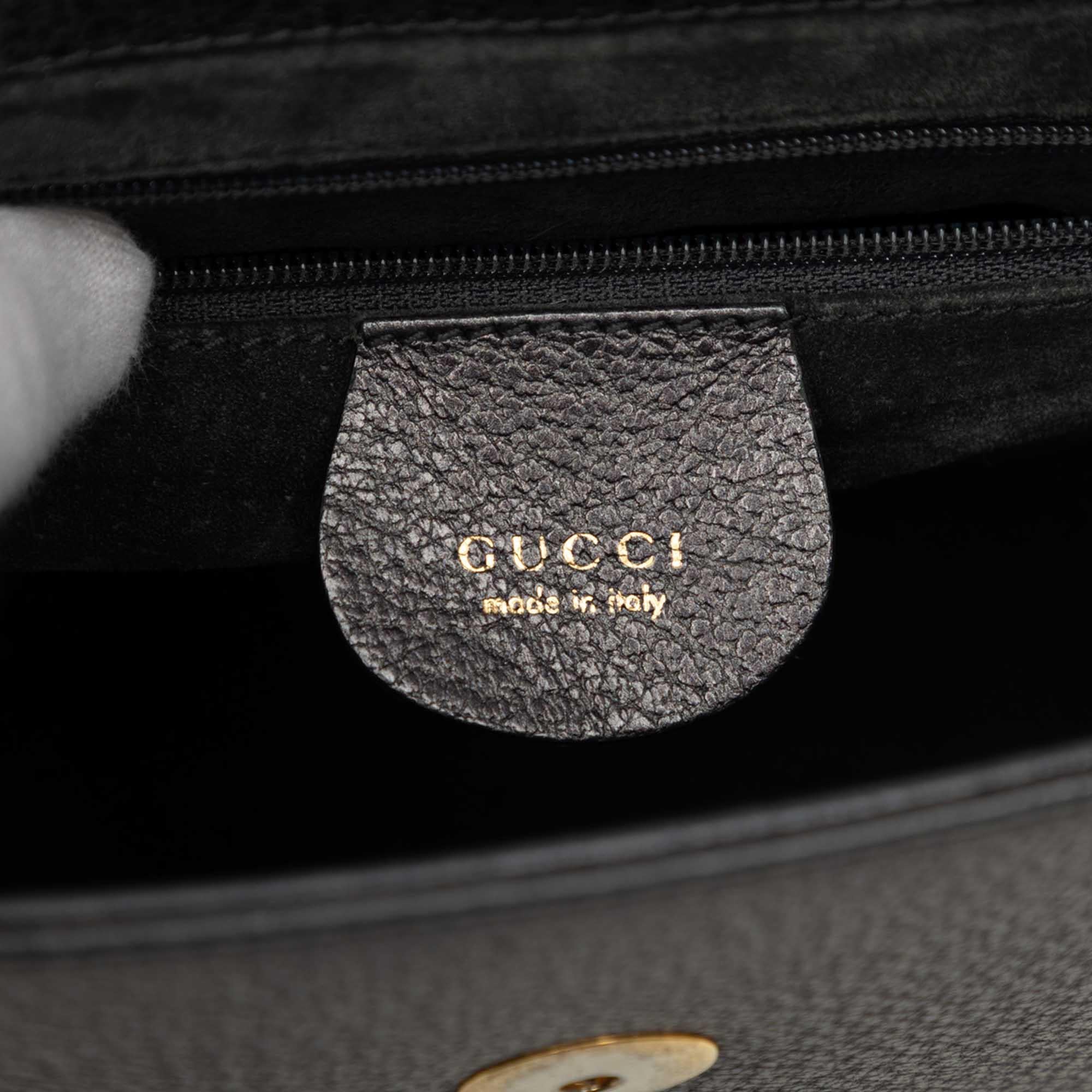 Gucci Calfskin Bamboo Flap Top Handle Bag