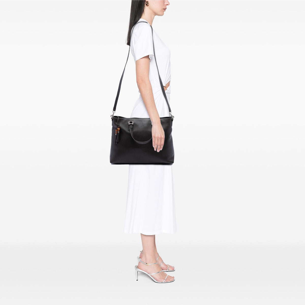 Gucci Calfskin Bamboo Tassel Satchel