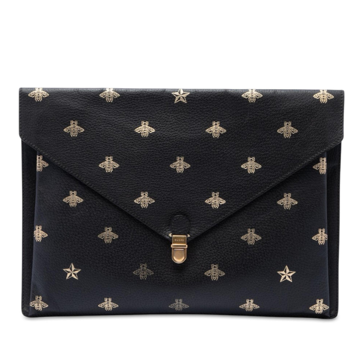 Gucci Calfskin Bee Star Portfolio Clutch