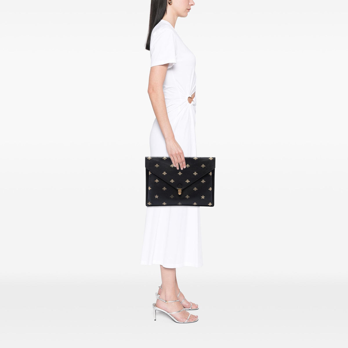 Gucci Calfskin Bee Star Portfolio Clutch