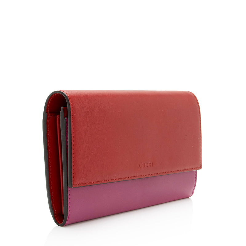 Gucci Calfskin Two-Tone Continental Wallet (SHF-fQrh9H)