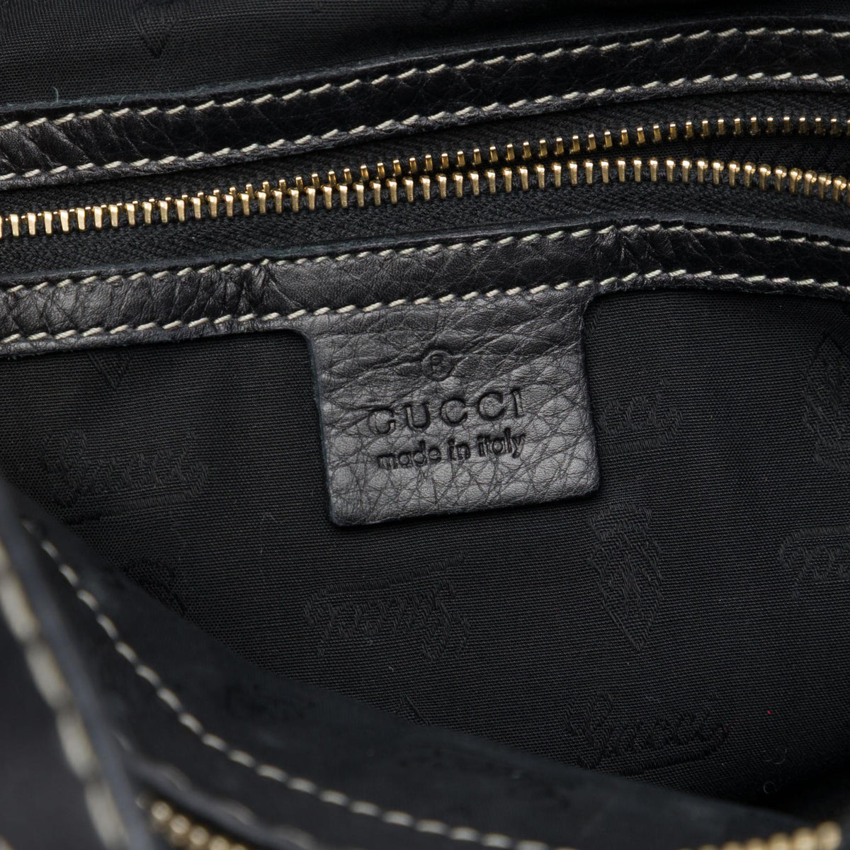 Gucci Calfskin Crest Boule Top Handle Bag