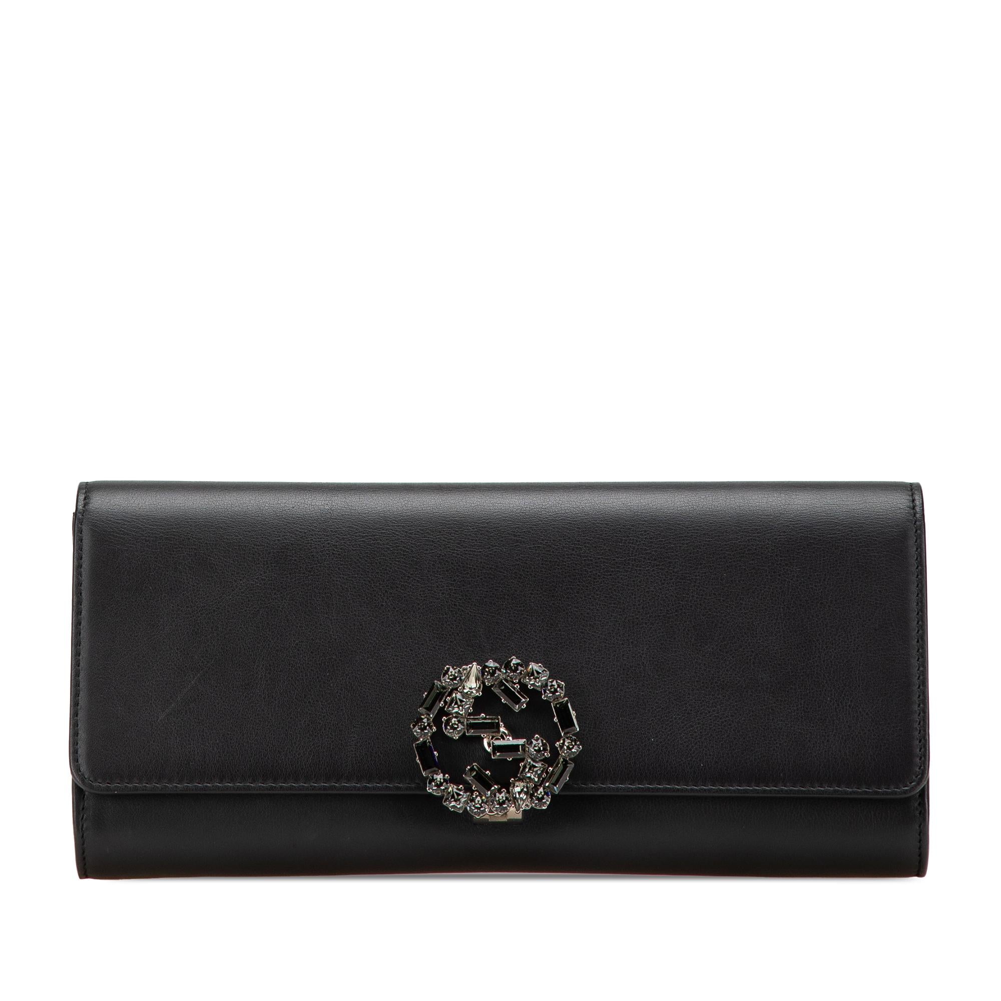 Gucci Calfskin Crystals Broadway Clutch