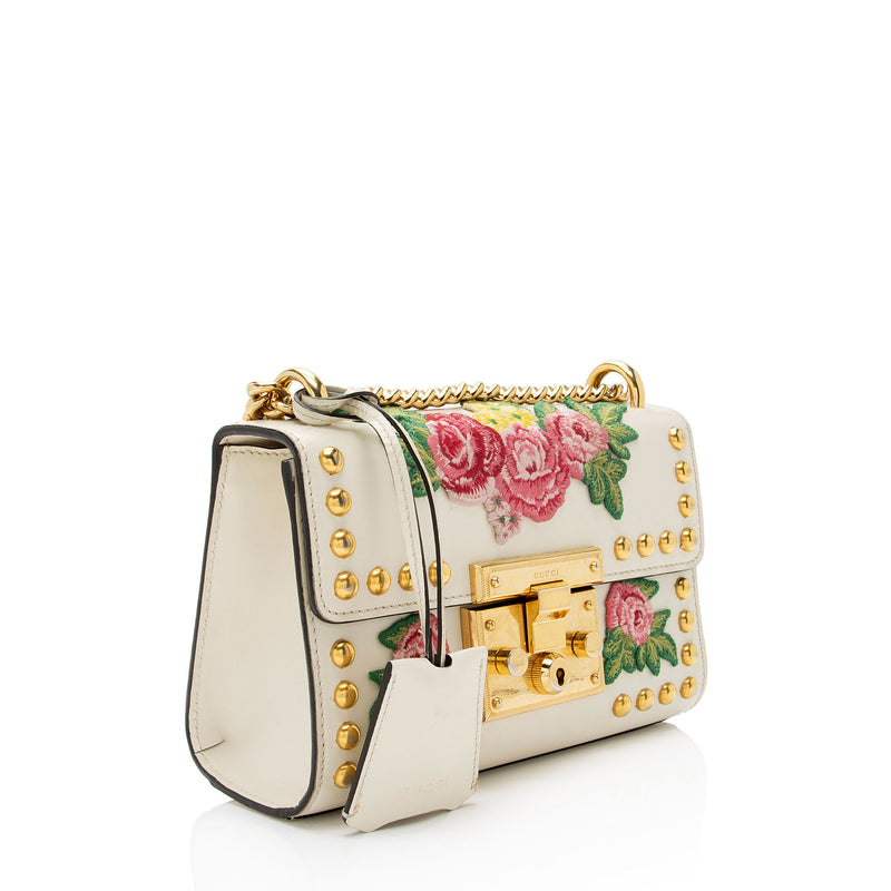 Gucci Floral Studded Padlock Small Shoulder Bag