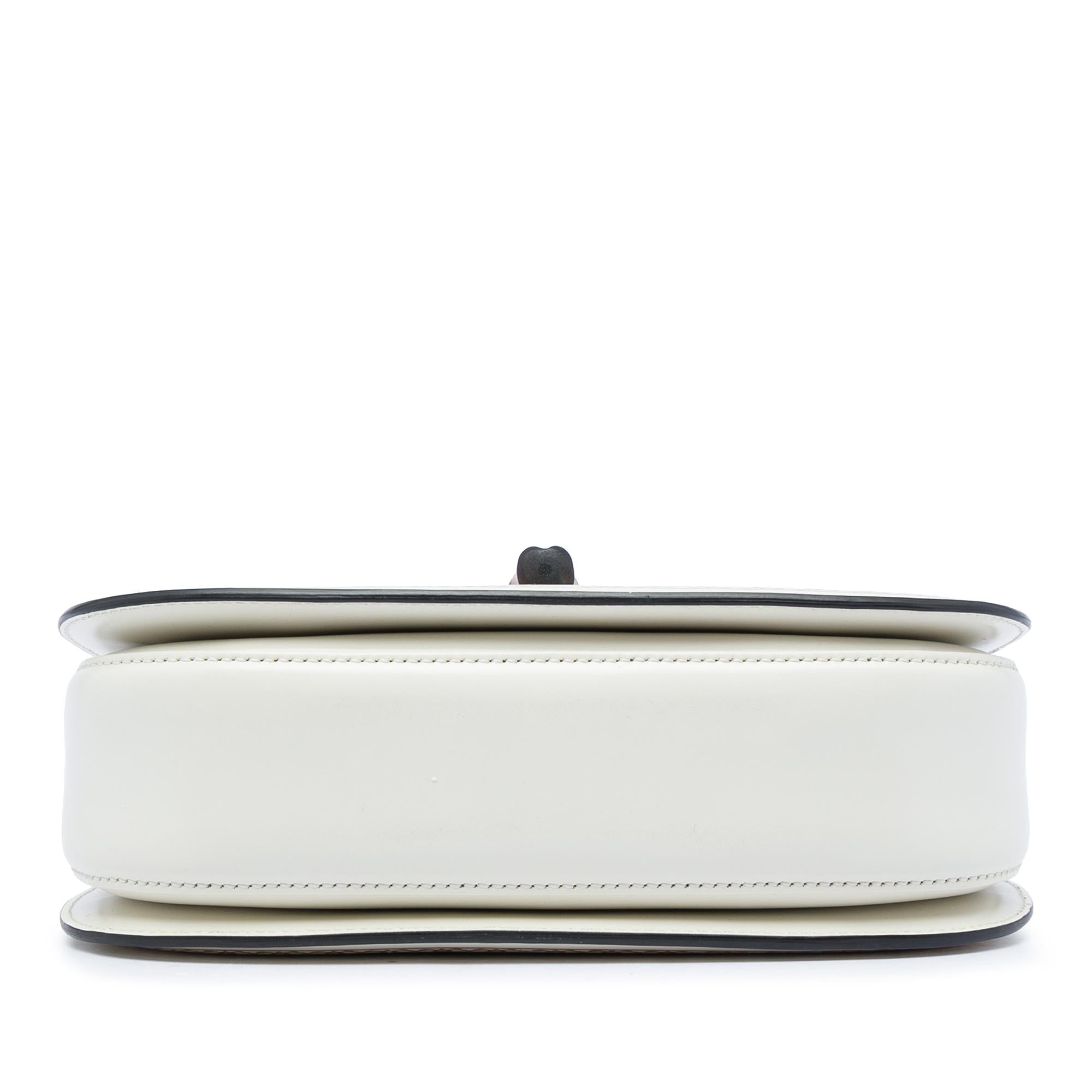 Gucci Calfskin Frame Print Bamboo Web Top Handle Bag