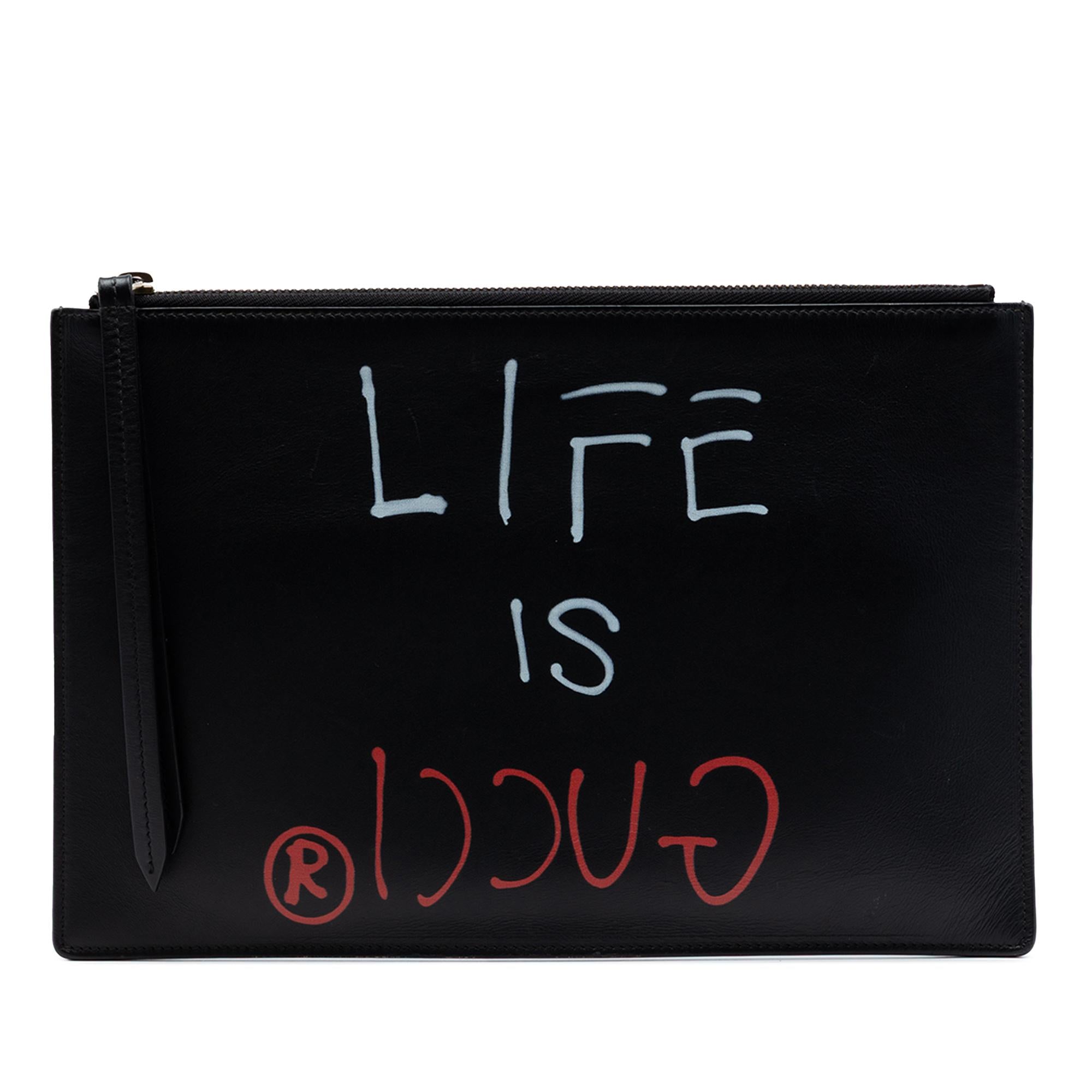 Gucci Calfskin Ghost Zip Clutch