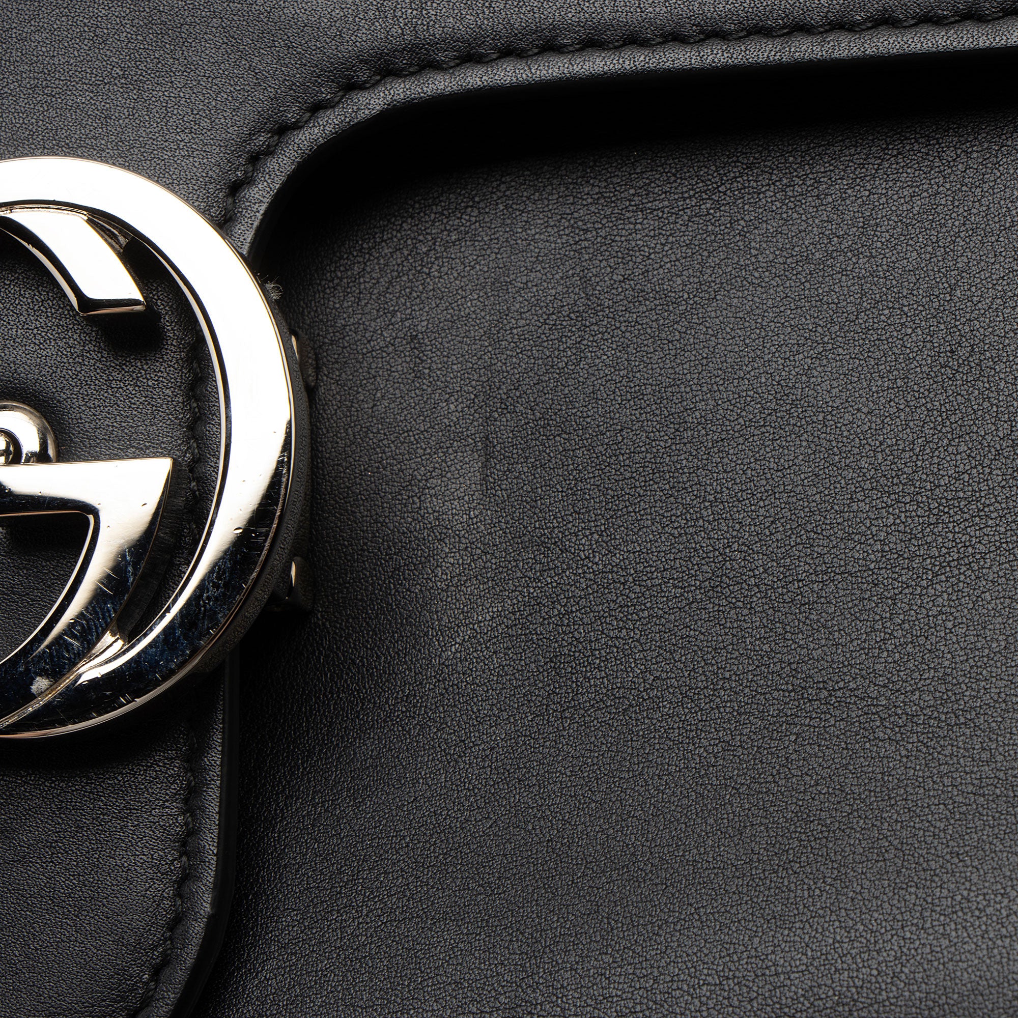 Gucci Grained Calfskin Interlocking G Medium Shoulder Bag