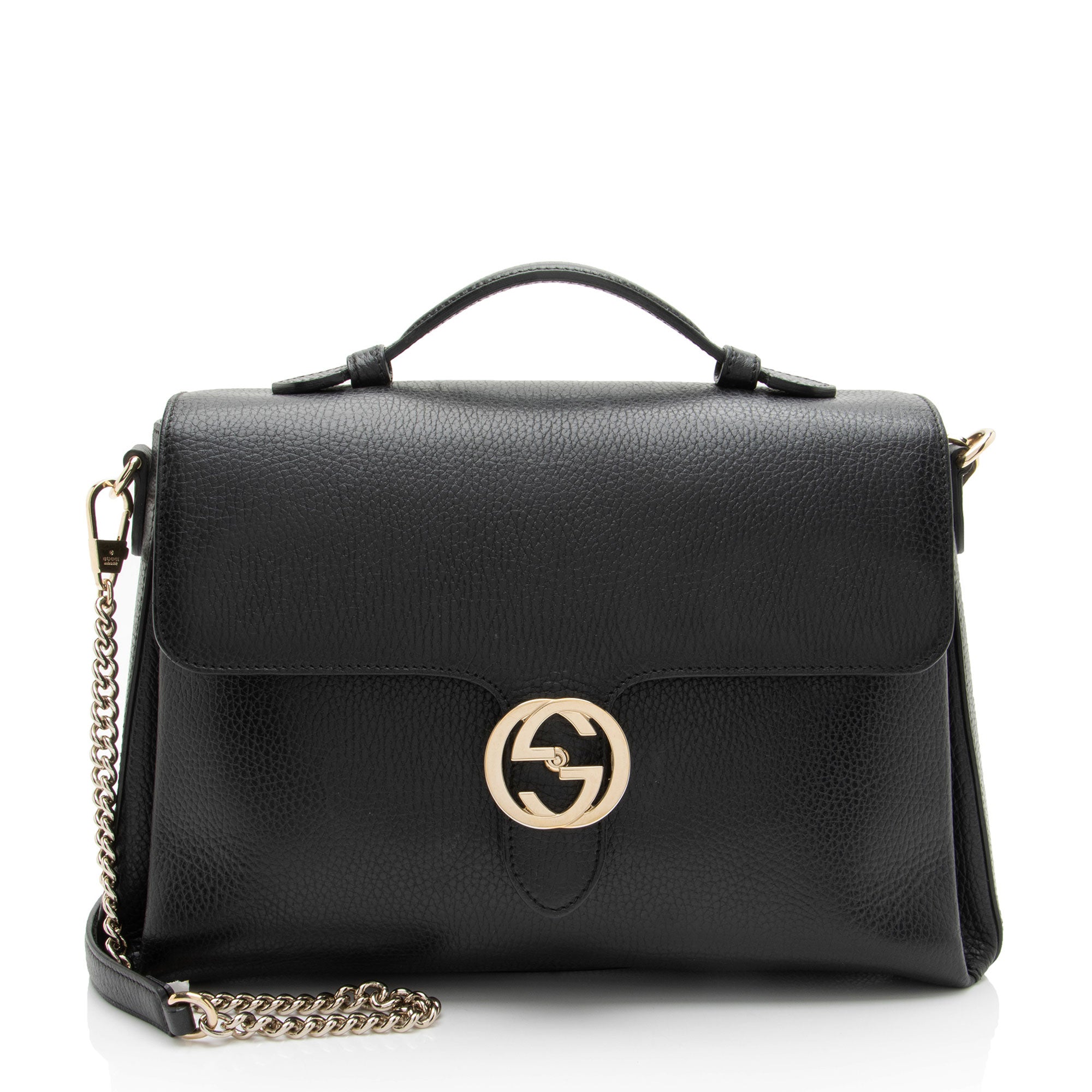Gucci Calfskin Interlocking G Top Handle Medium Shoulder Bag