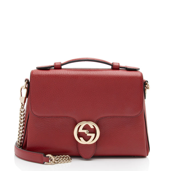 Gucci Calfskin Interlocking G Top Handle Small Shoulder Bag (SHF-AHX4Rx)