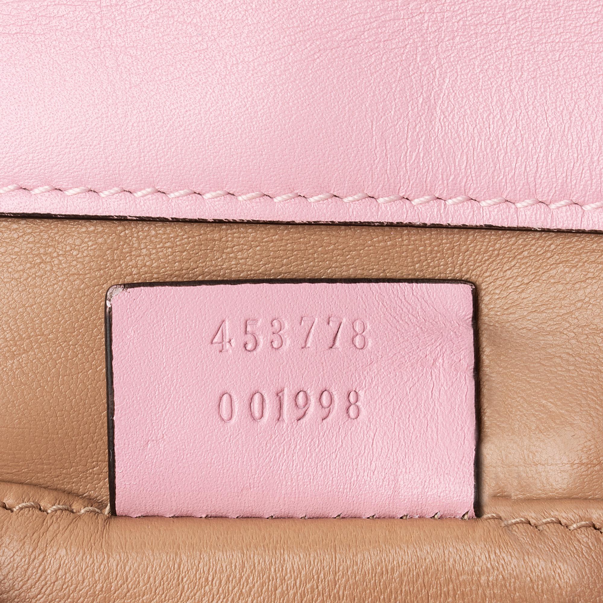 Gucci Calfskin Pearl Bee Broadway Mini Shoulder Bag (SHF-23779)