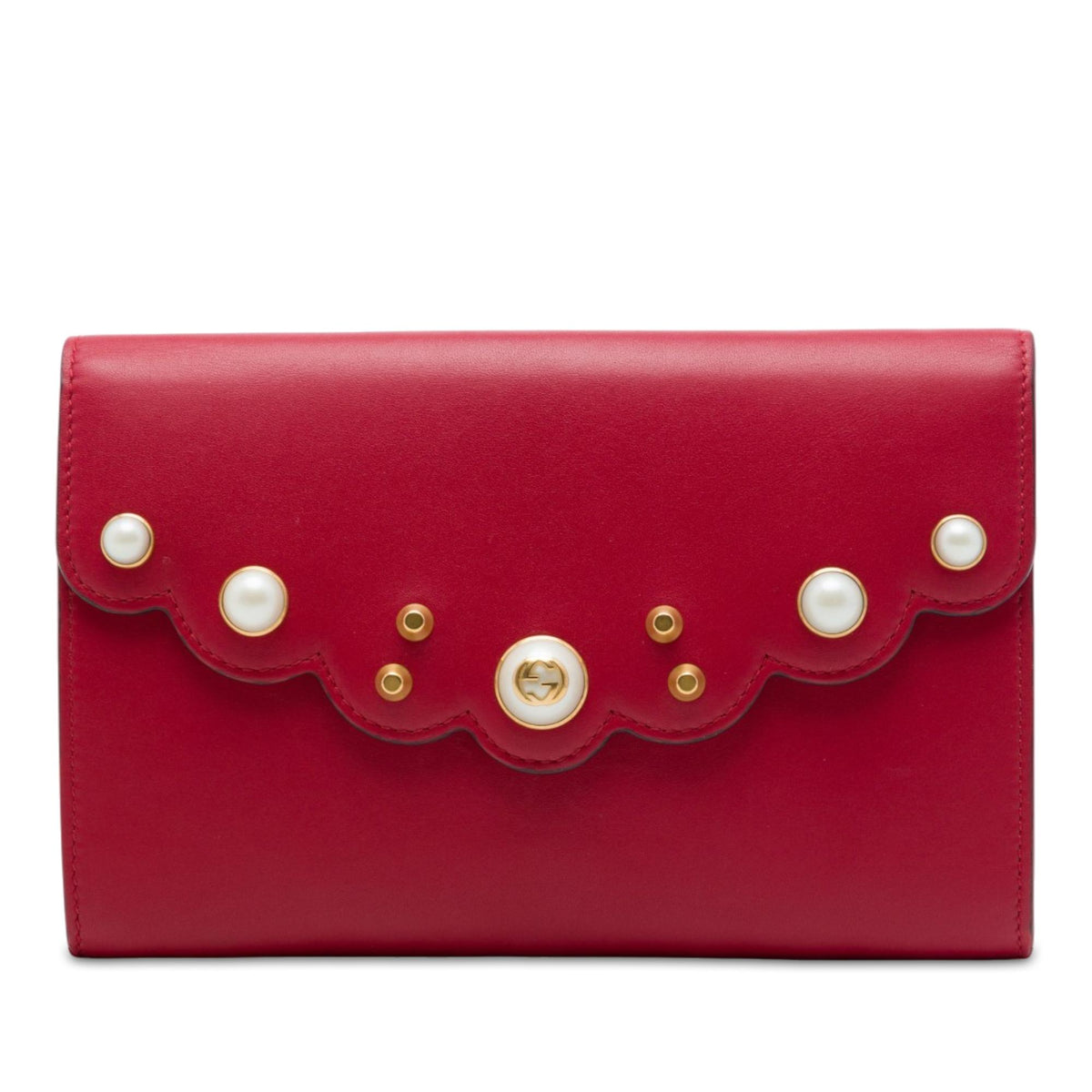 Gucci Calfskin Peony Pearly Clutch