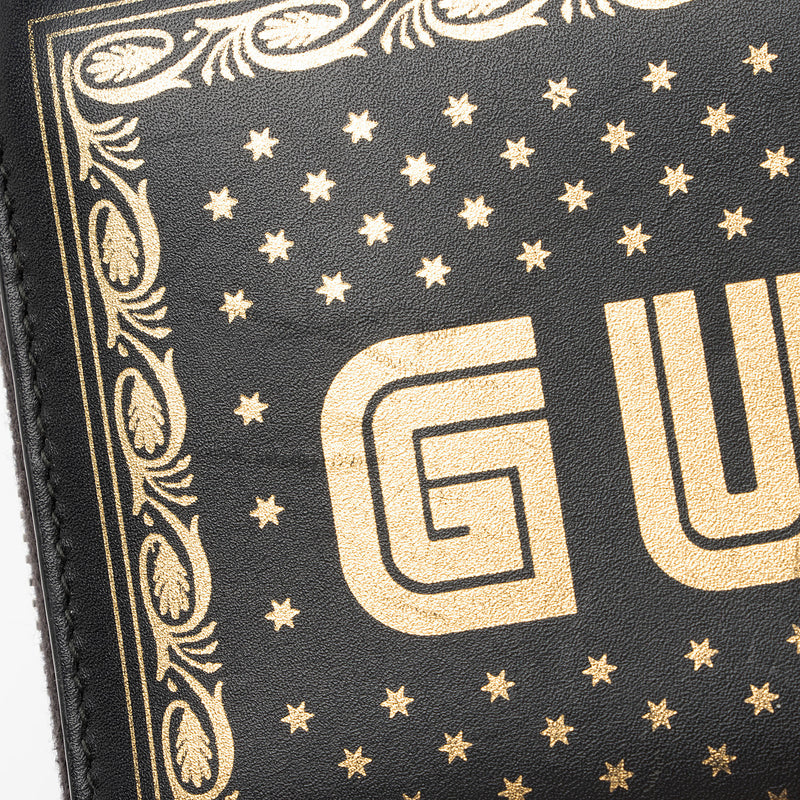 Gucci Calfskin Star Print Guccy Zip Around Wallet (SHF-NzvcOs)