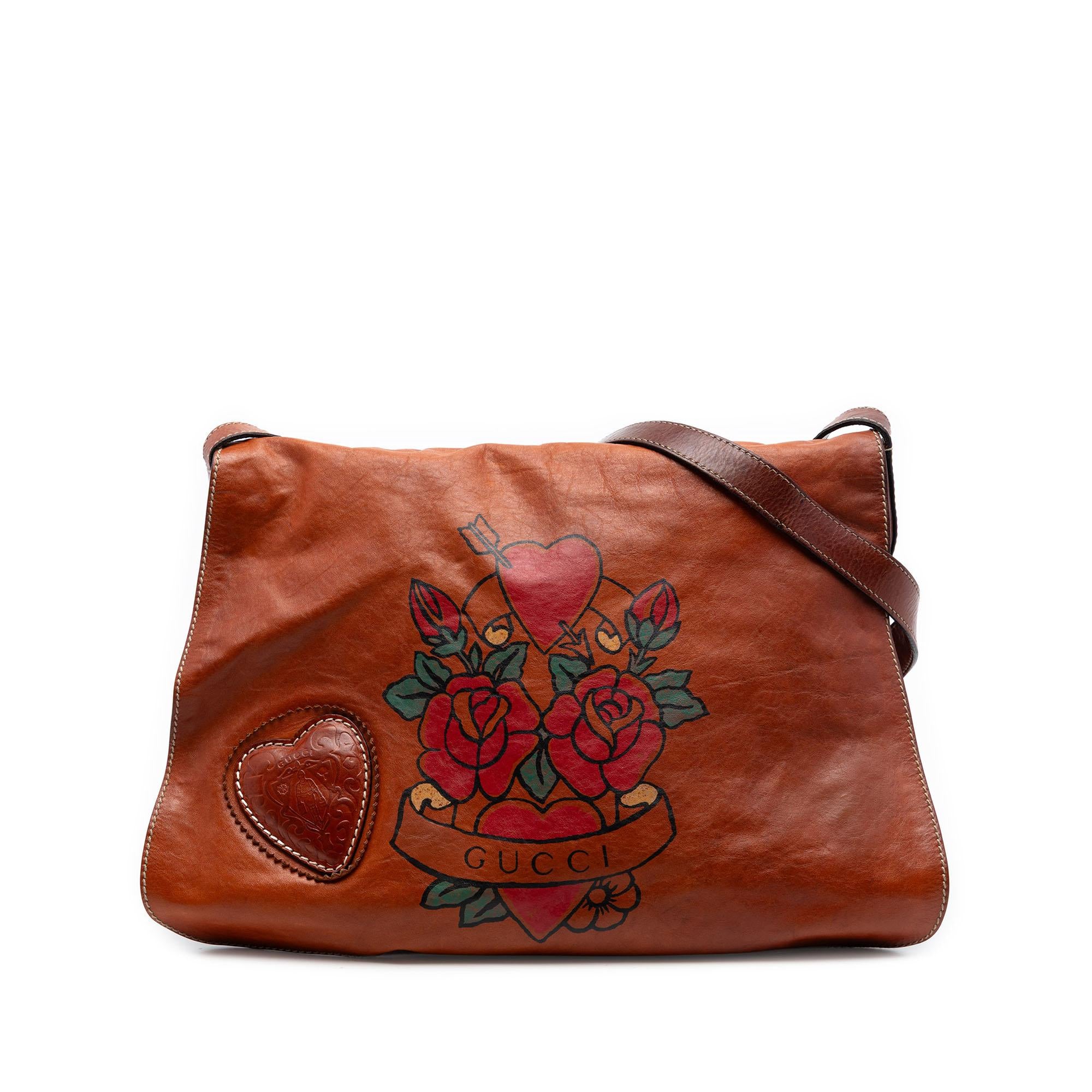 Gucci Calfskin Tattoo Heart Tribeca Crossbody