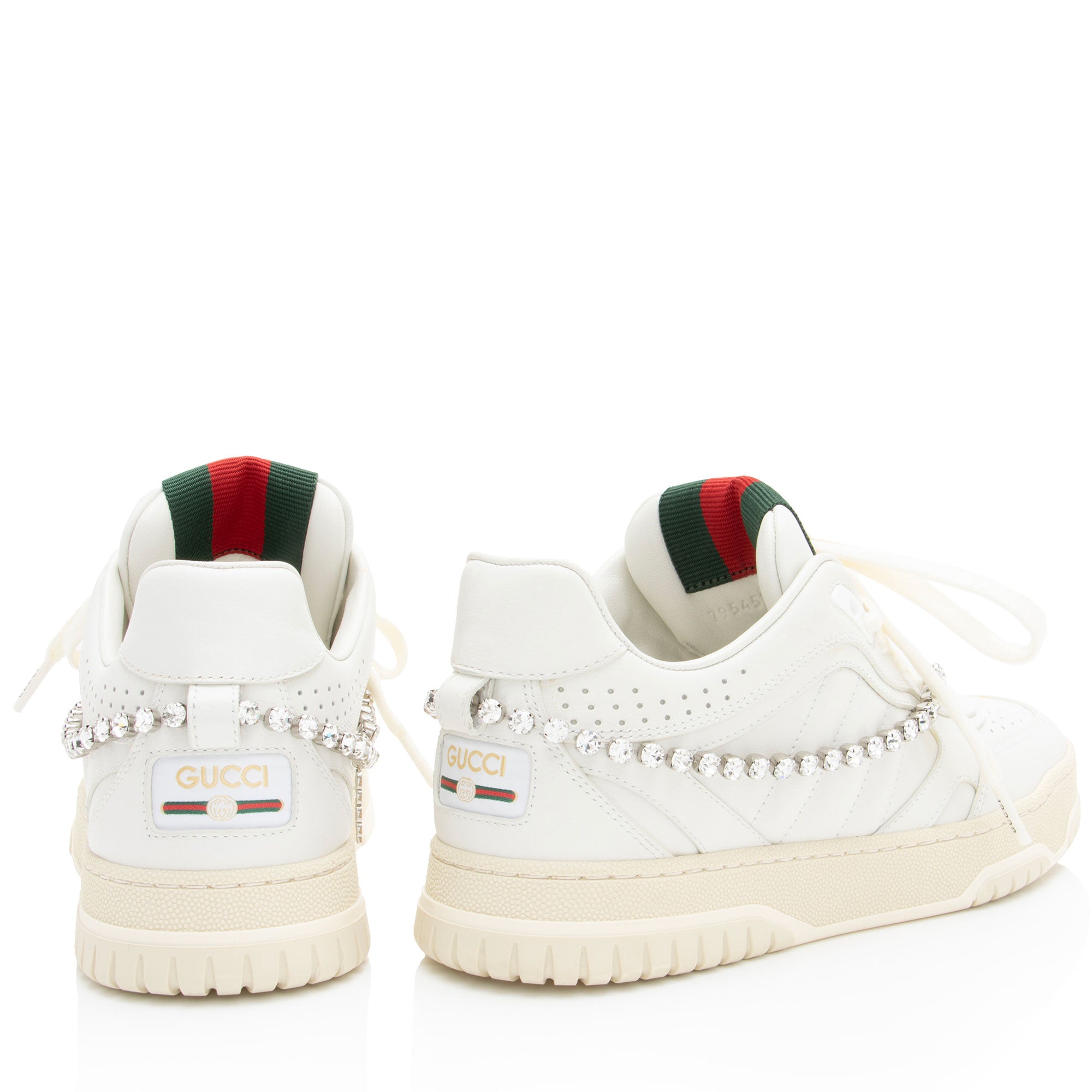 Gucci Calfskin Web Crystal Sneakers - Size 6 / 36