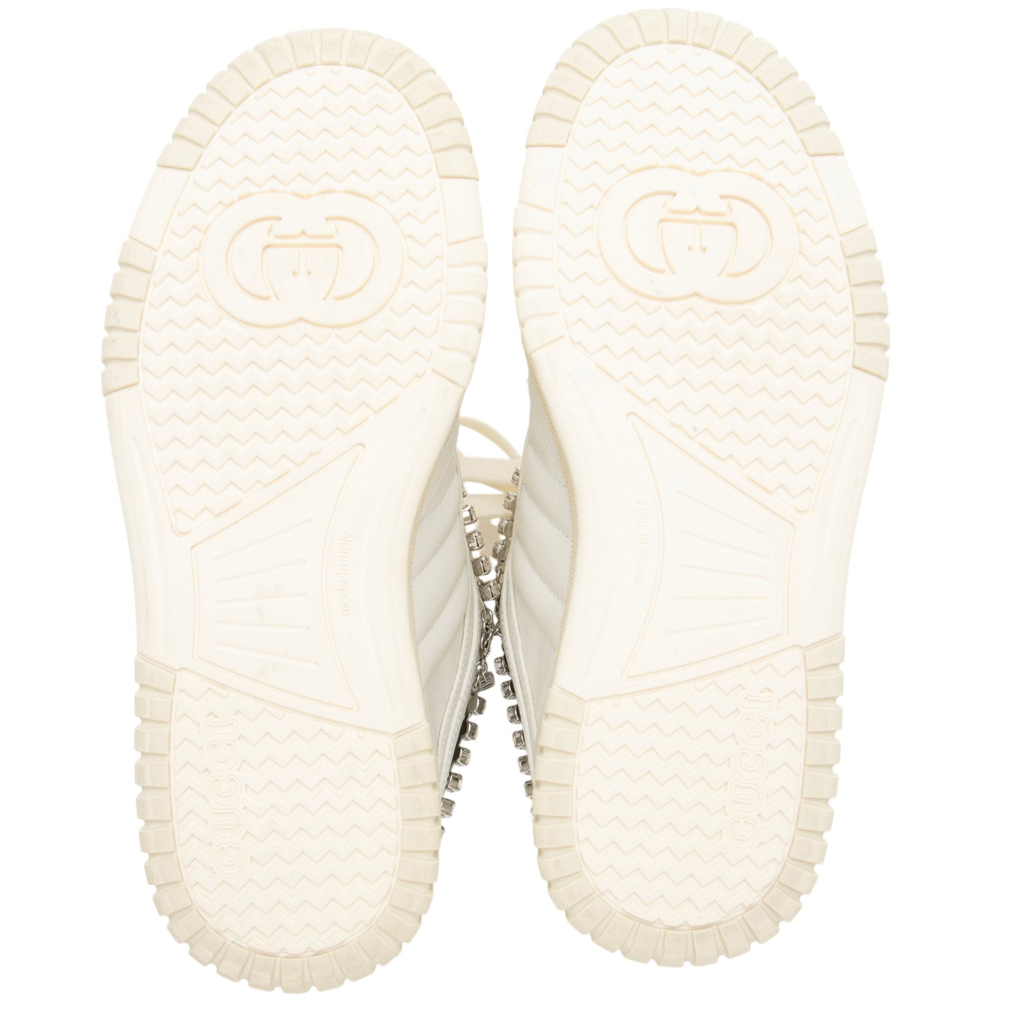 Gucci Calfskin Web Crystal Sneakers - Size 6 / 36