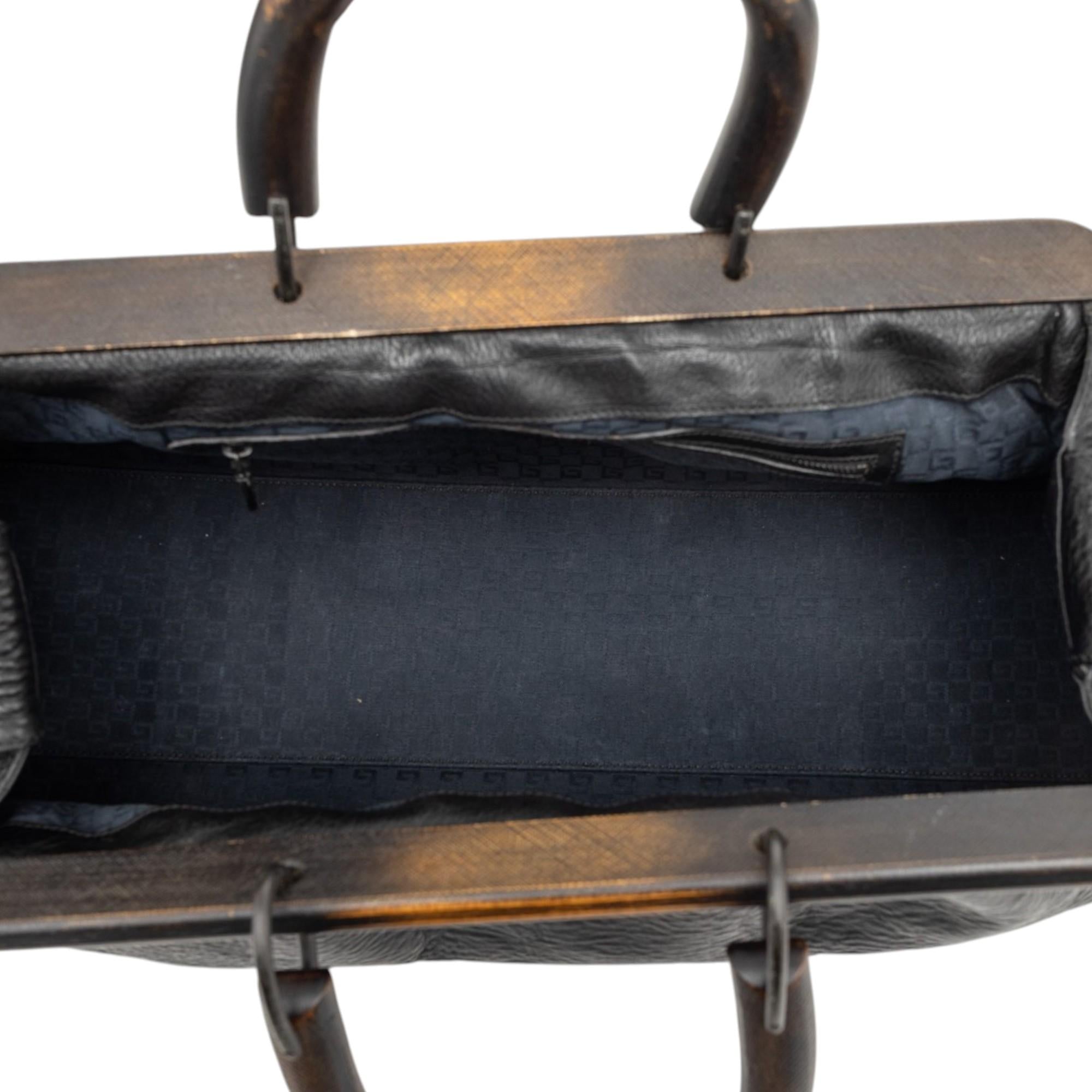 Gucci Calfskin Wood Frame Handbag