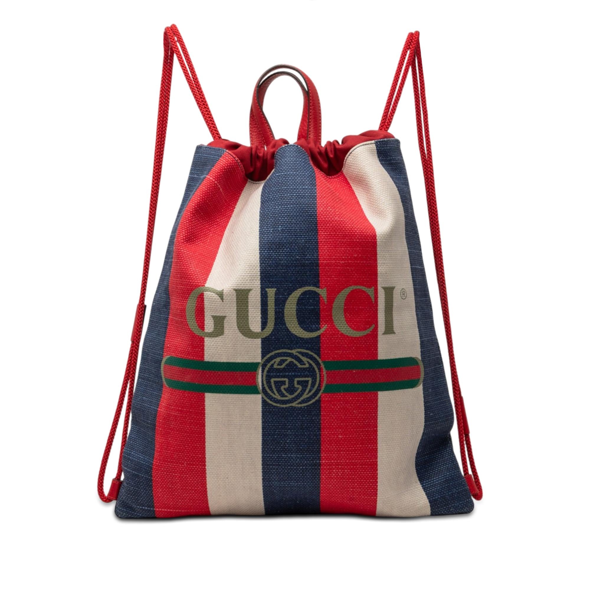 Gucci Canvas Baiadera Striped Drawstring Backpack