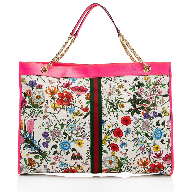 Gucci Canvas Flora Rajah Maxi Tote (SHF-3FjYSw)