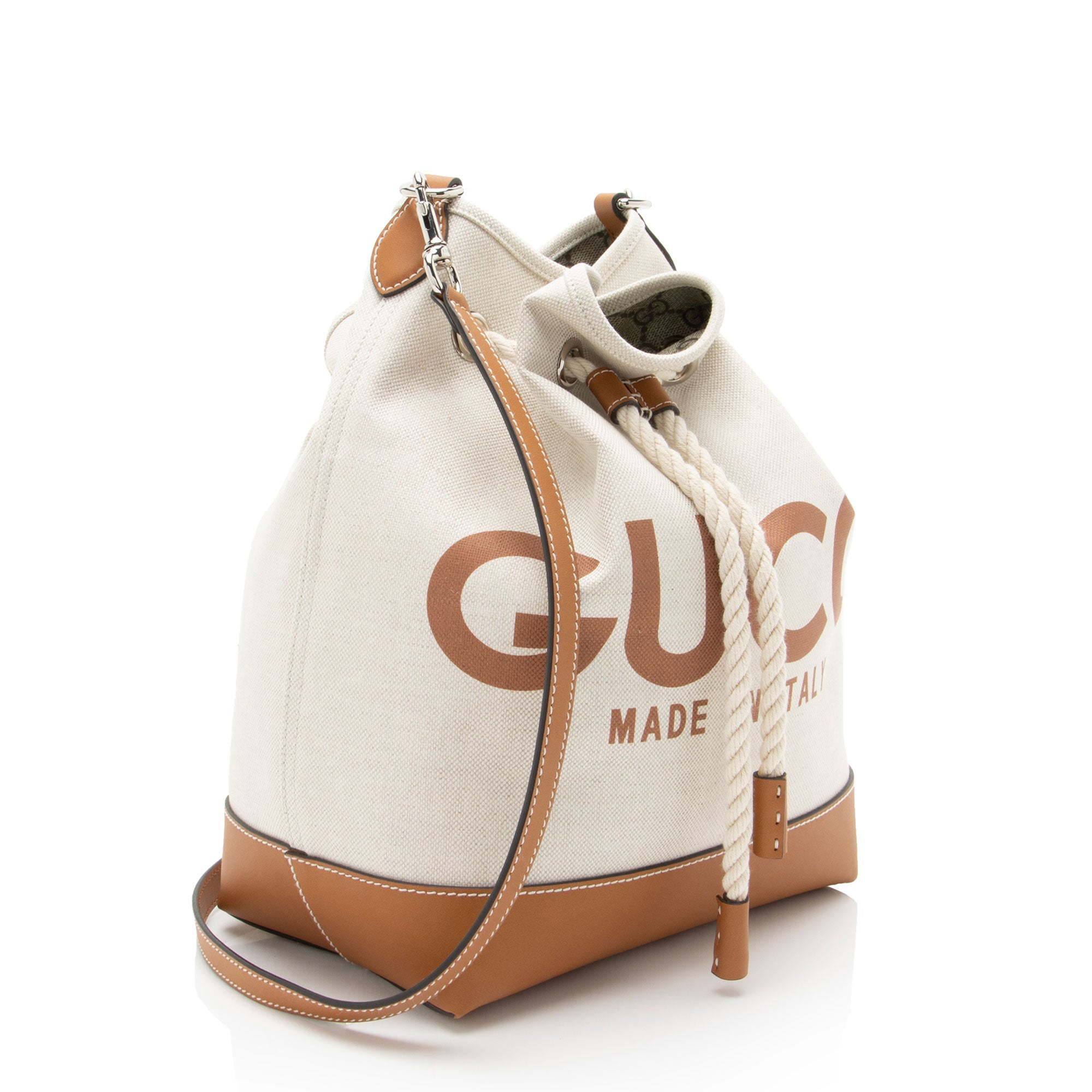 Gucci Canvas Logo Bucket Bag