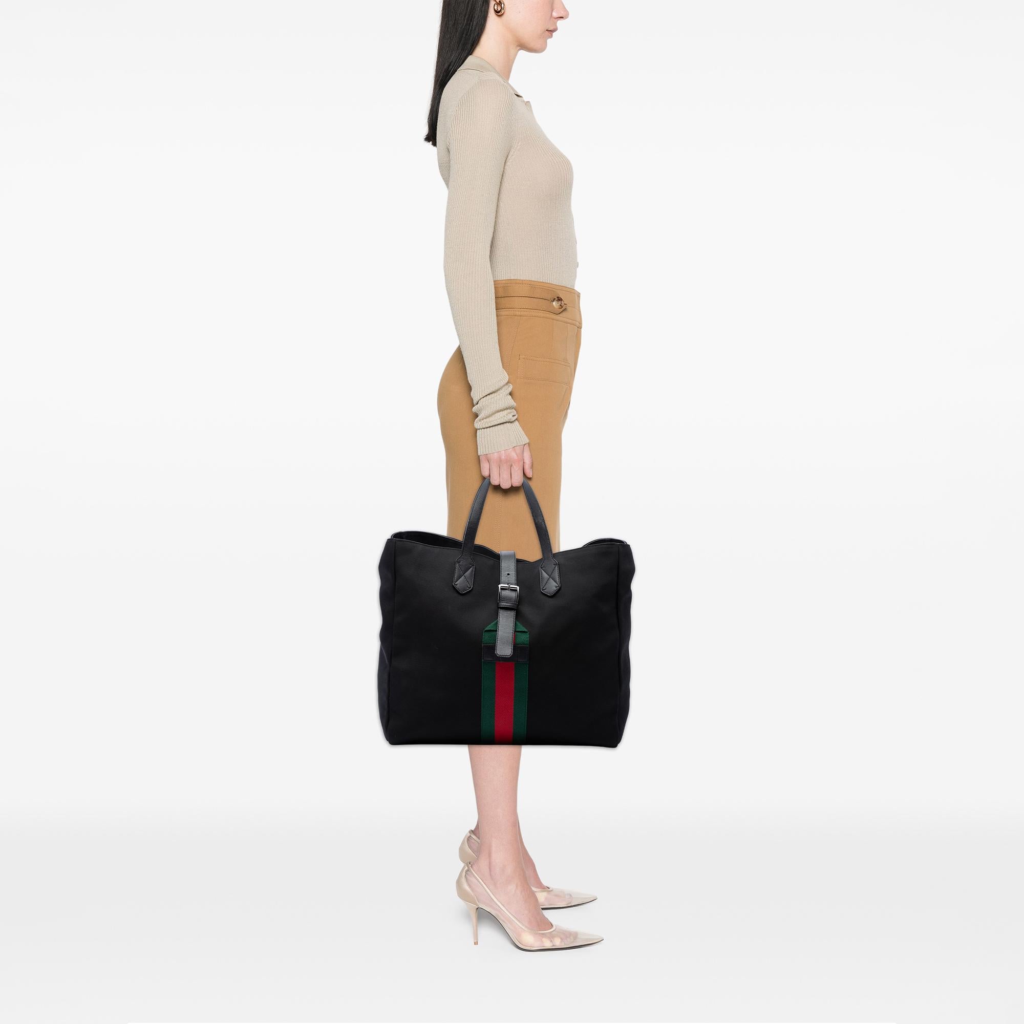 Gucci Canvas Techno Web Buckle Tote