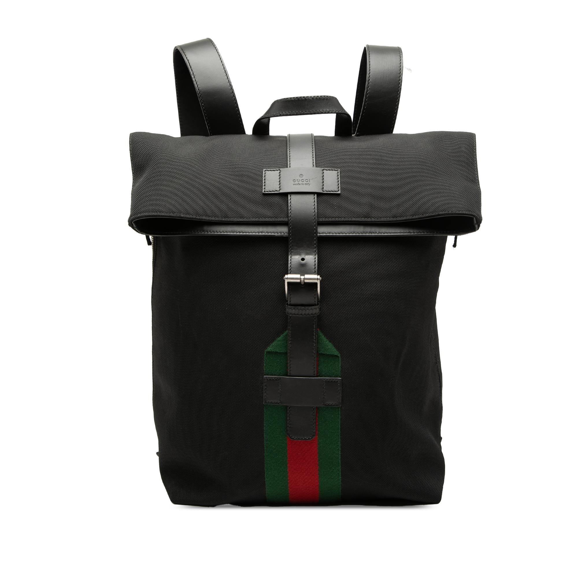 Gucci Canvas Techno Web Fold Over Backpack
