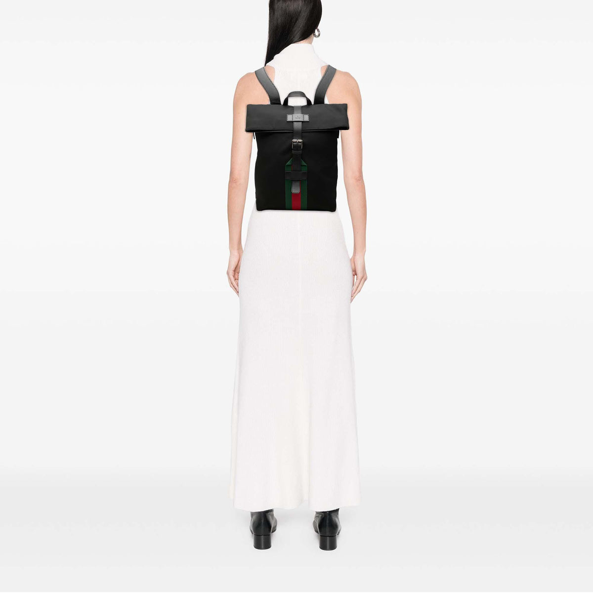 Gucci Canvas Techno Web Fold Over Backpack