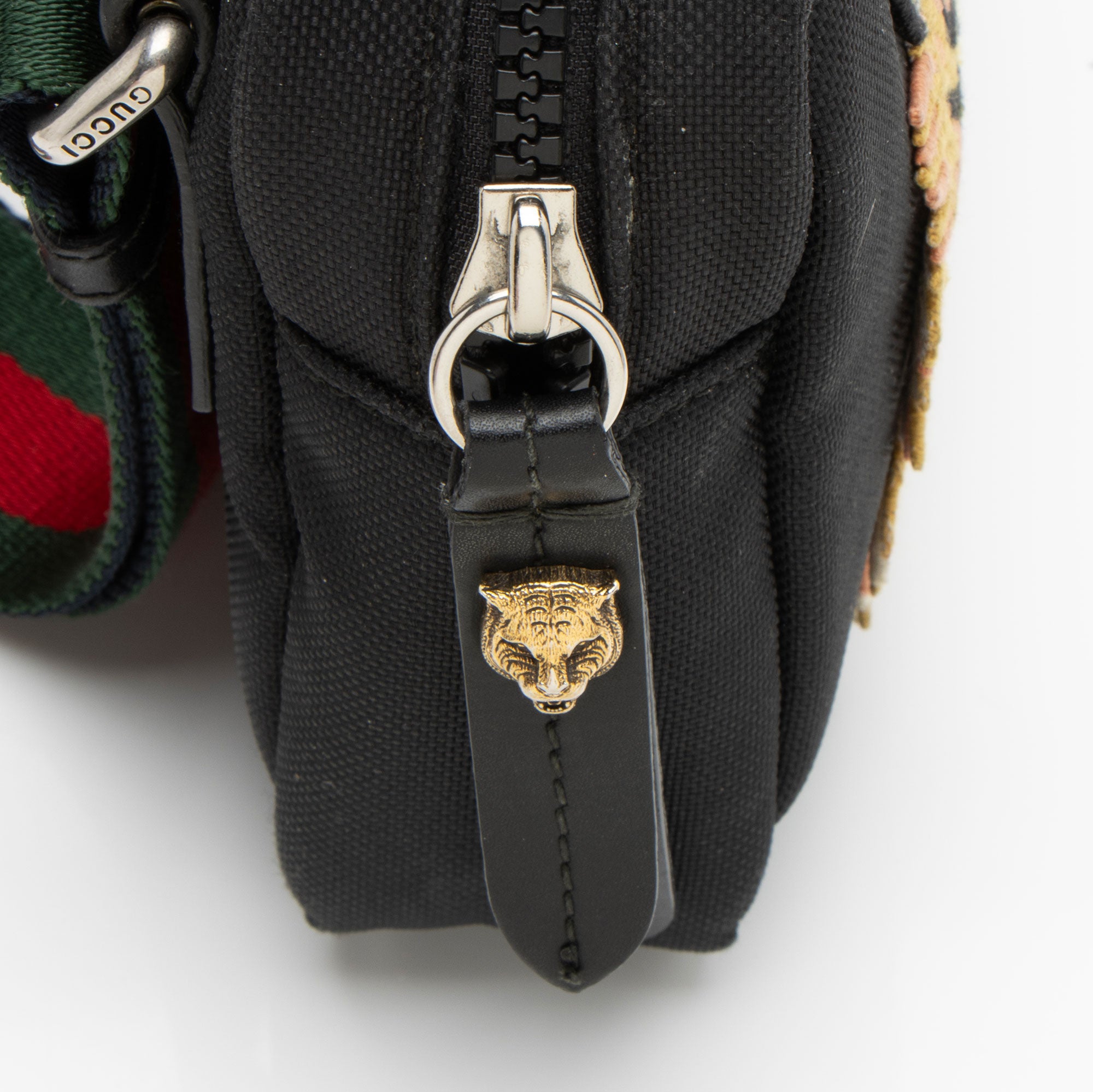 Gucci Canvas Tiger Embroidered Web Messenger
