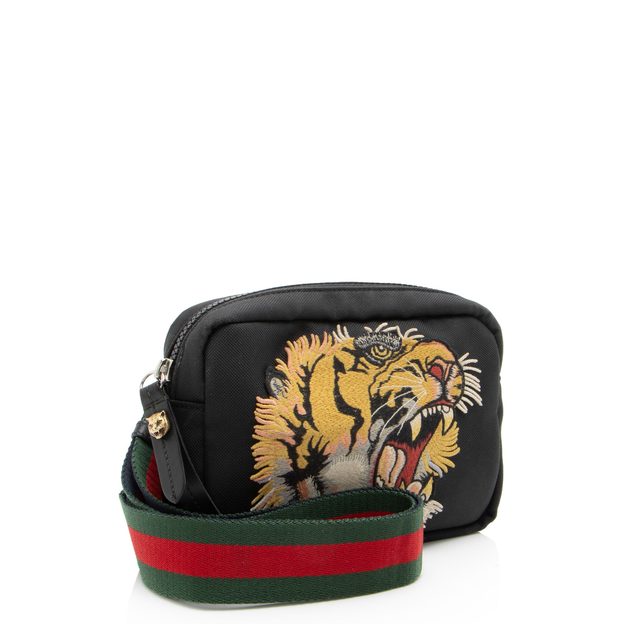Gucci Canvas Tiger Embroidered Web Messenger