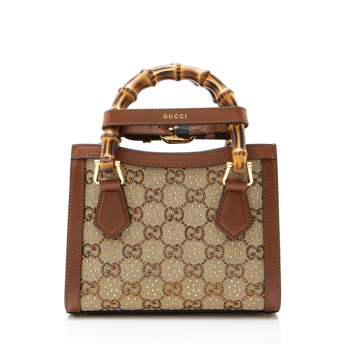 Gucci Crystal GG Canvas Bamboo Diana Mini Tote