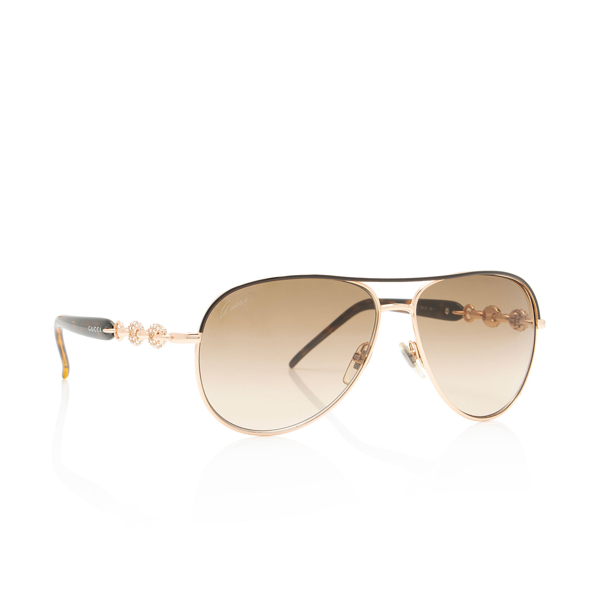 Gucci Crystal Marina Chain Aviator Sunglasses