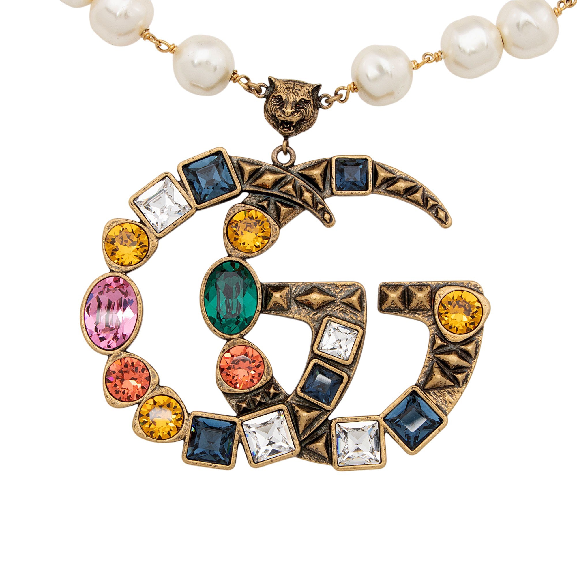 Gucci Crystal Pearl GG Necklace