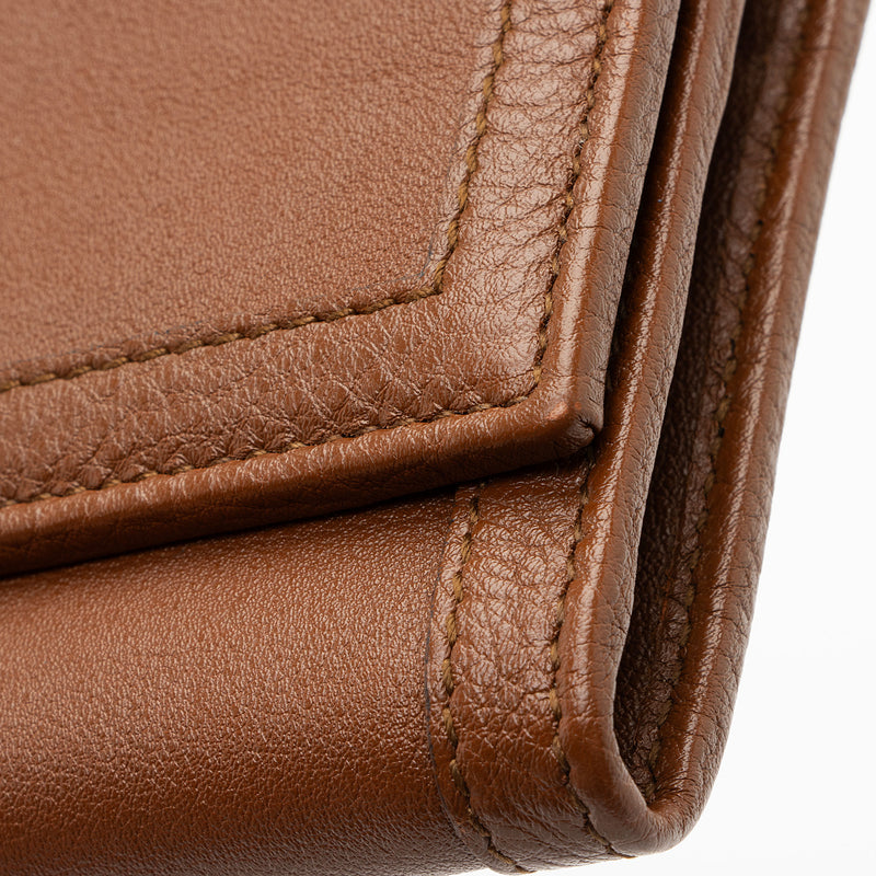 COMPACT ZIPPED WALLET CUIR TRIOMPHE IN TEXTILE AND CALFSKIN - NATURAL / TAN