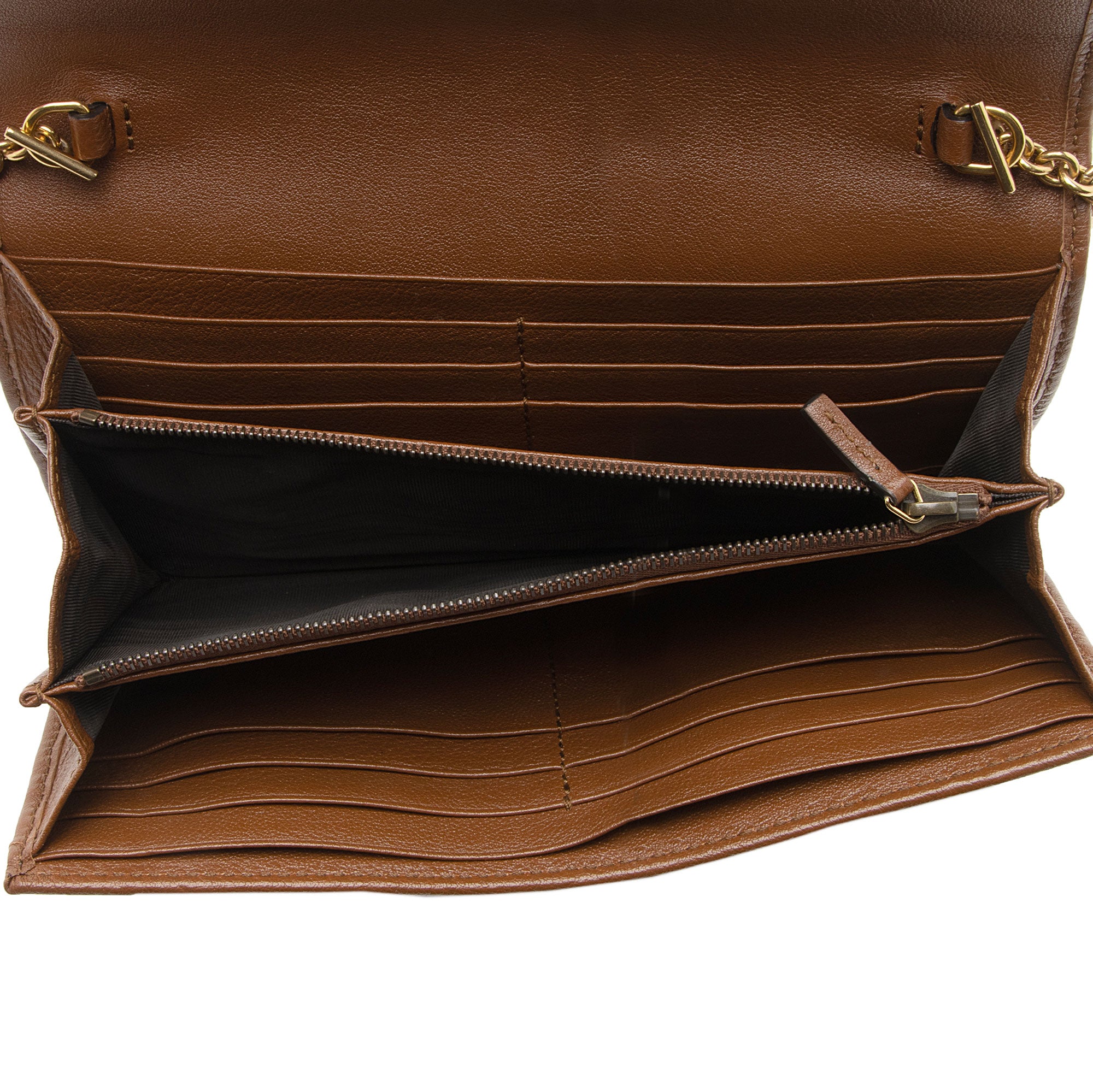 Gucci Leather Bamboo Diana Chain Wallet (SHF-bkBLXN)