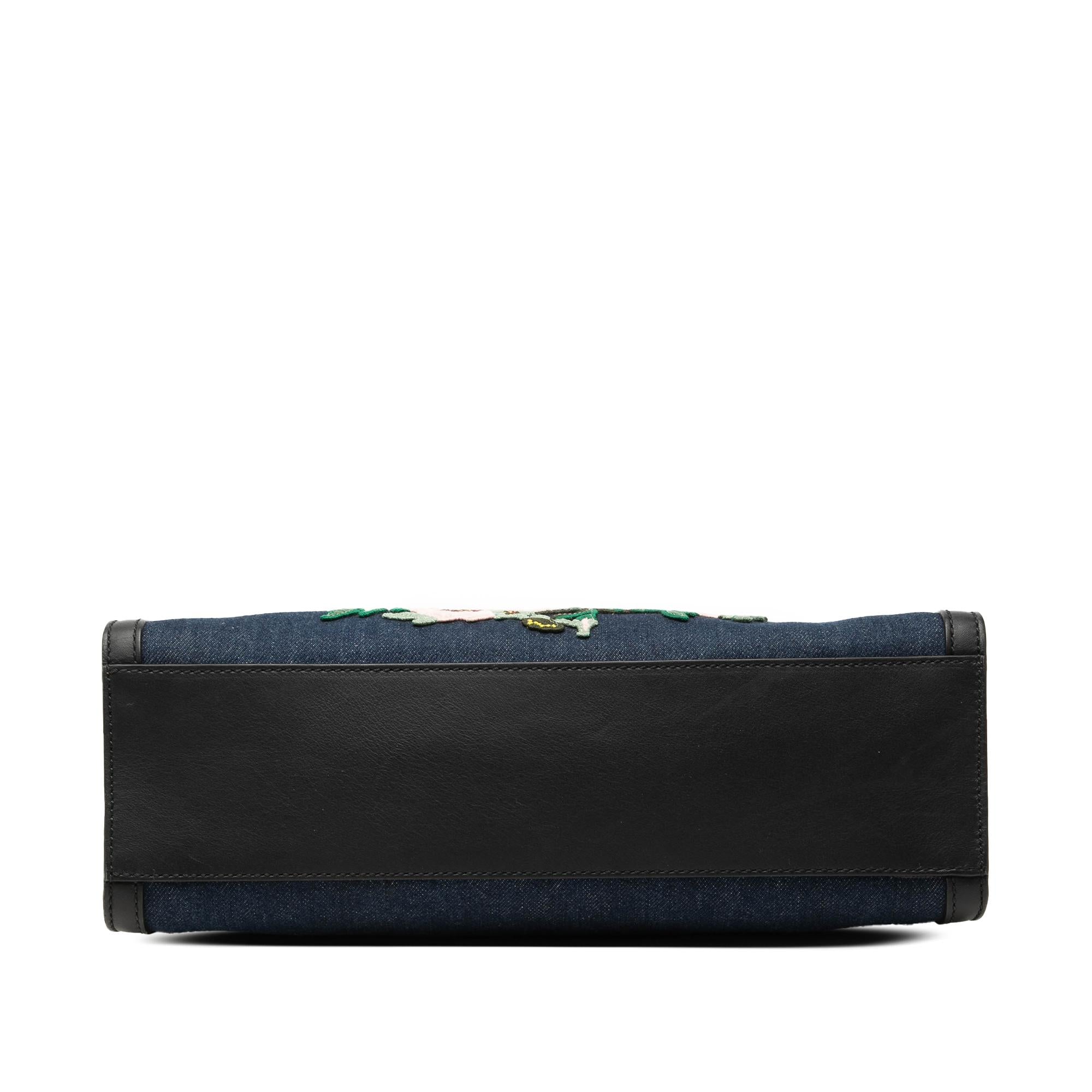 Gucci Denim Embroidered Tiger Tote