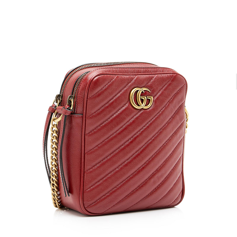 Gucci Marmont Double G Leather Mini Phone Crossbody Bag