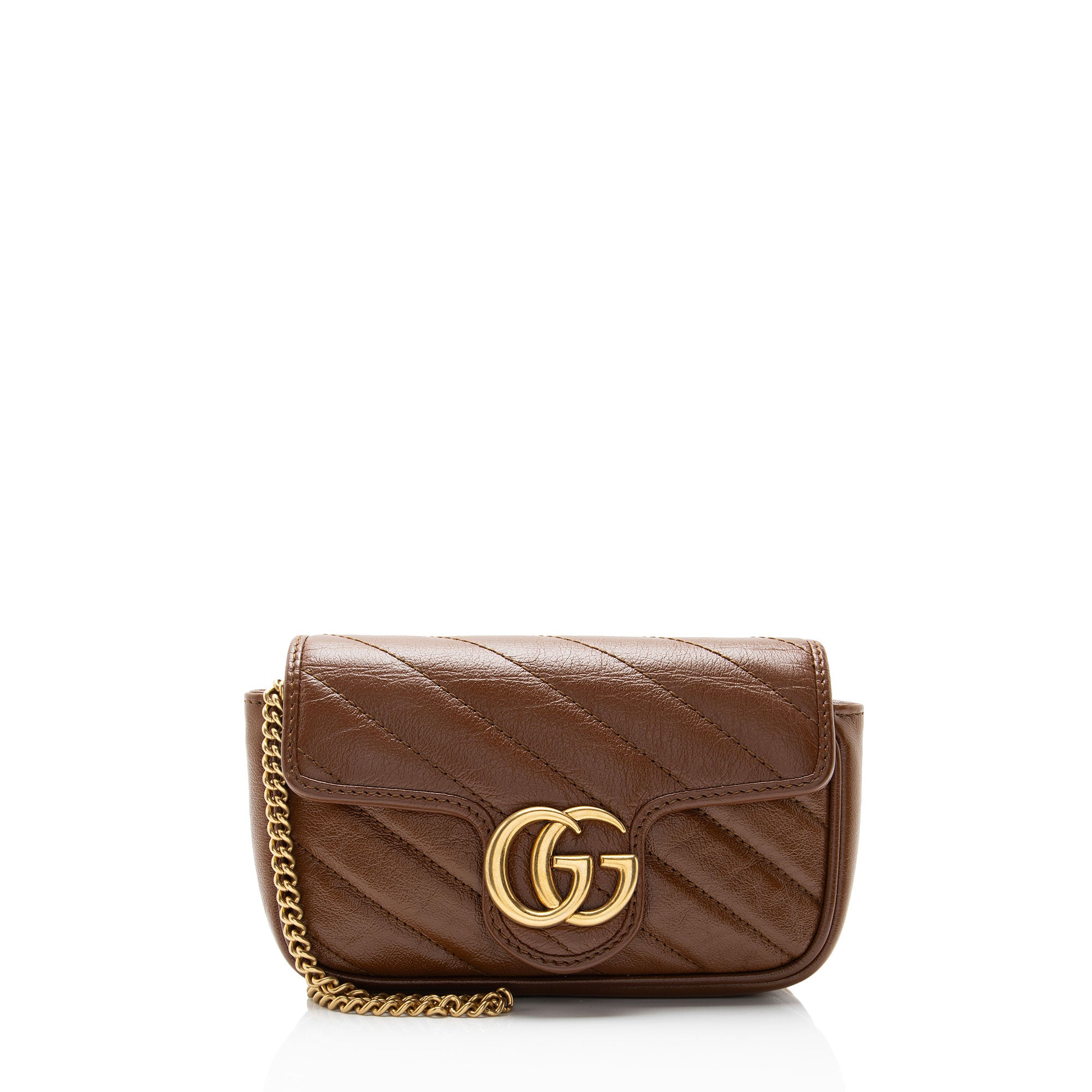 Gucci Diagonal Matelasse Leather GG Marmont Mini Flap Bag