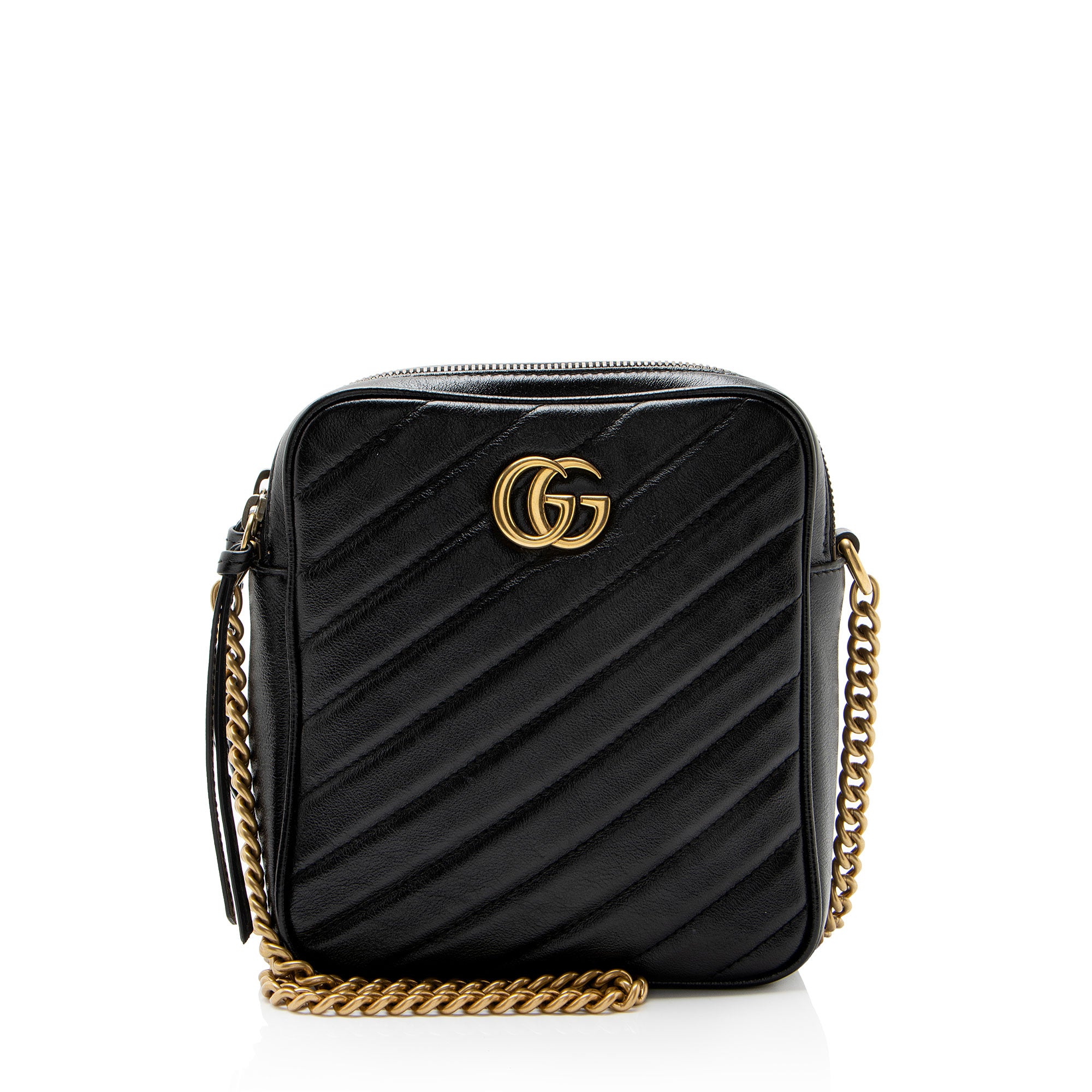 Gucci Diagonal Matelasse Leather GG Marmont Rectangular Mini Shoulder Bag