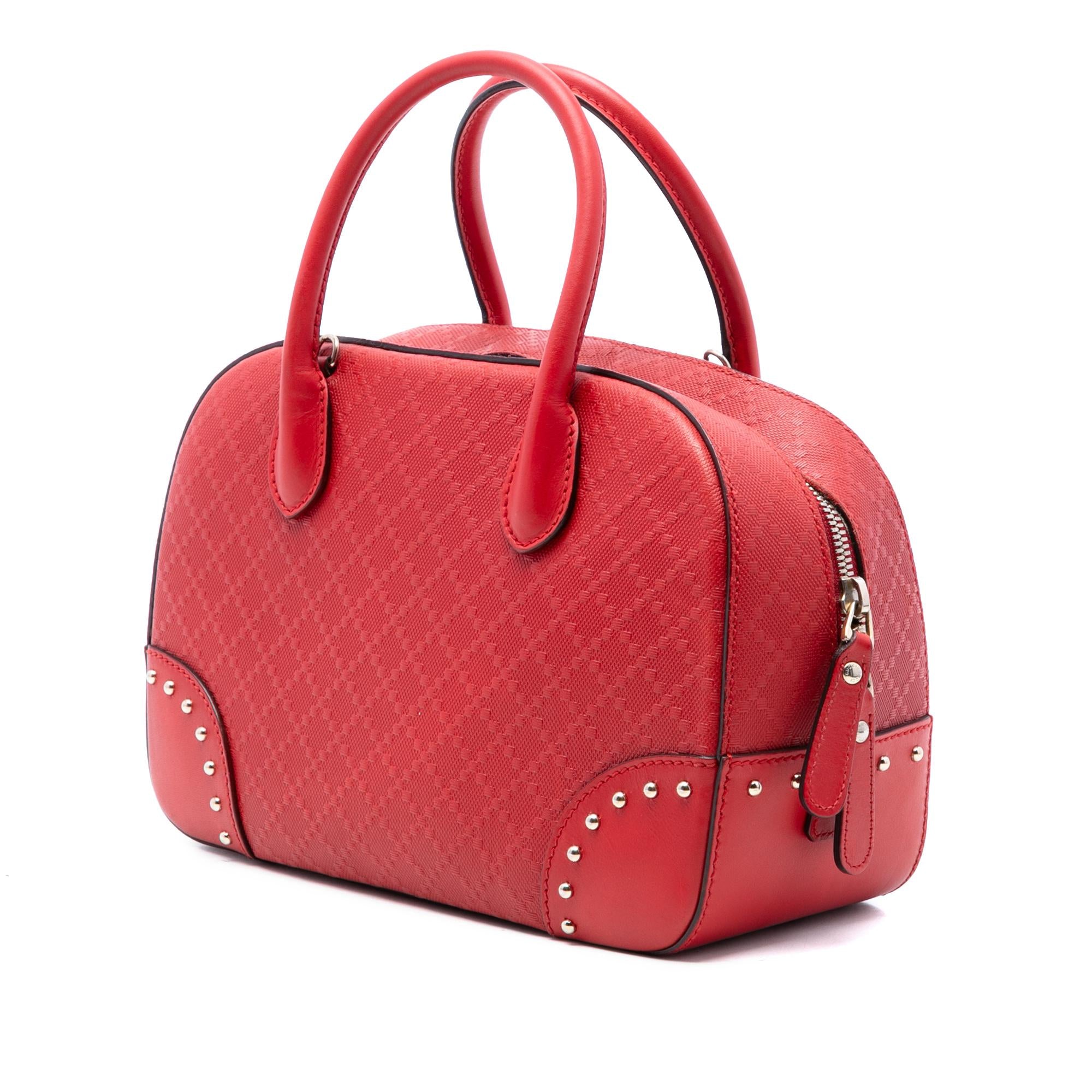 Gucci Diamante Bright Leather Satchel