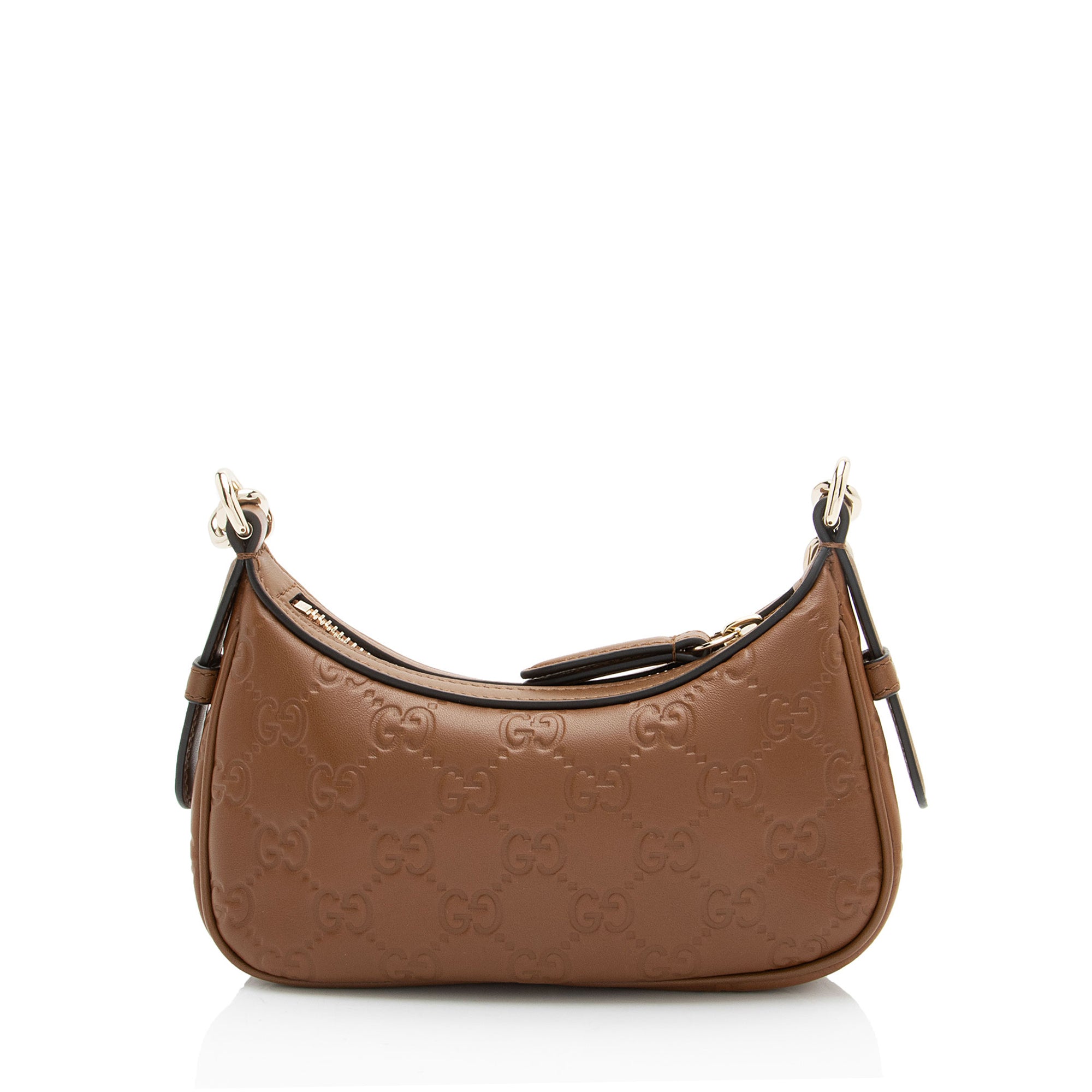 Gucci Embossed GG Leather Emblem Mini Chain Shoulder Bag