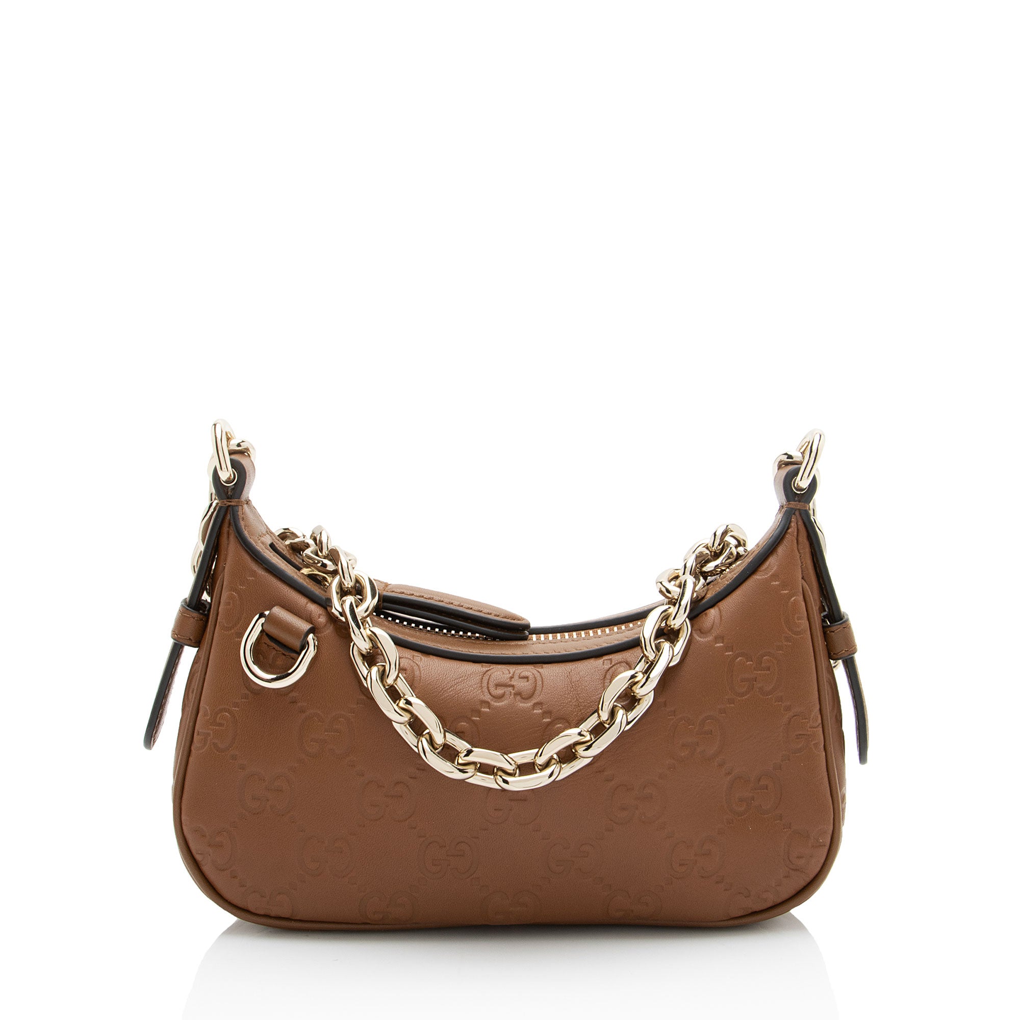 Gucci Embossed GG Leather Emblem Mini Chain Shoulder Bag