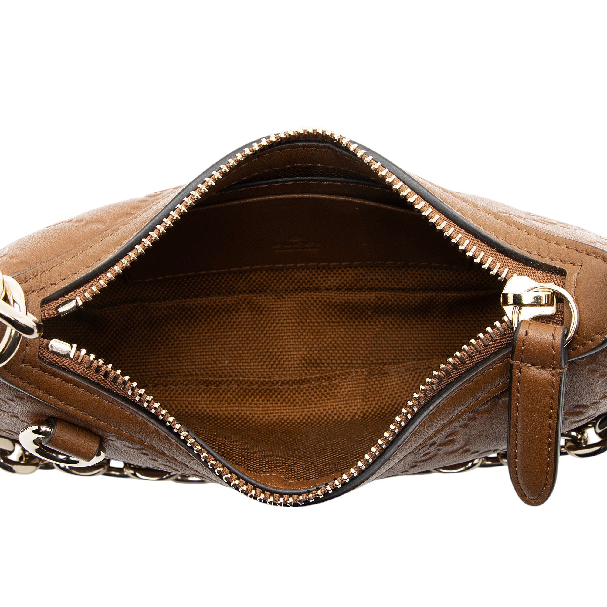Gucci Embossed GG Leather Emblem Mini Chain Shoulder Bag