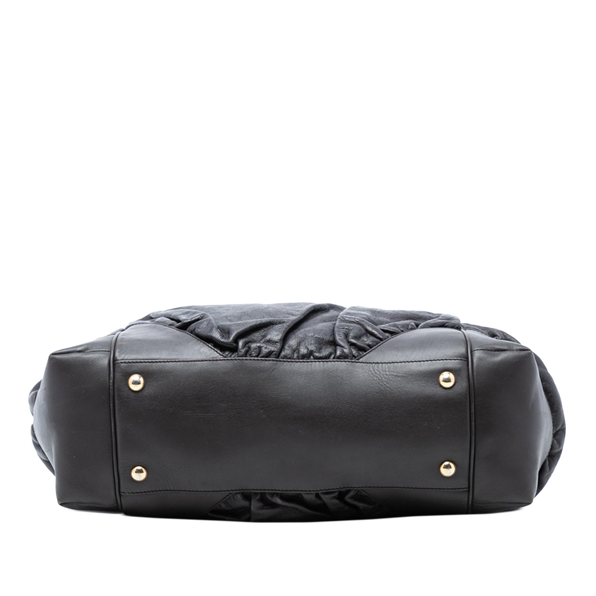 Gucci Embossed Leather Horsebit Full Moon Tote