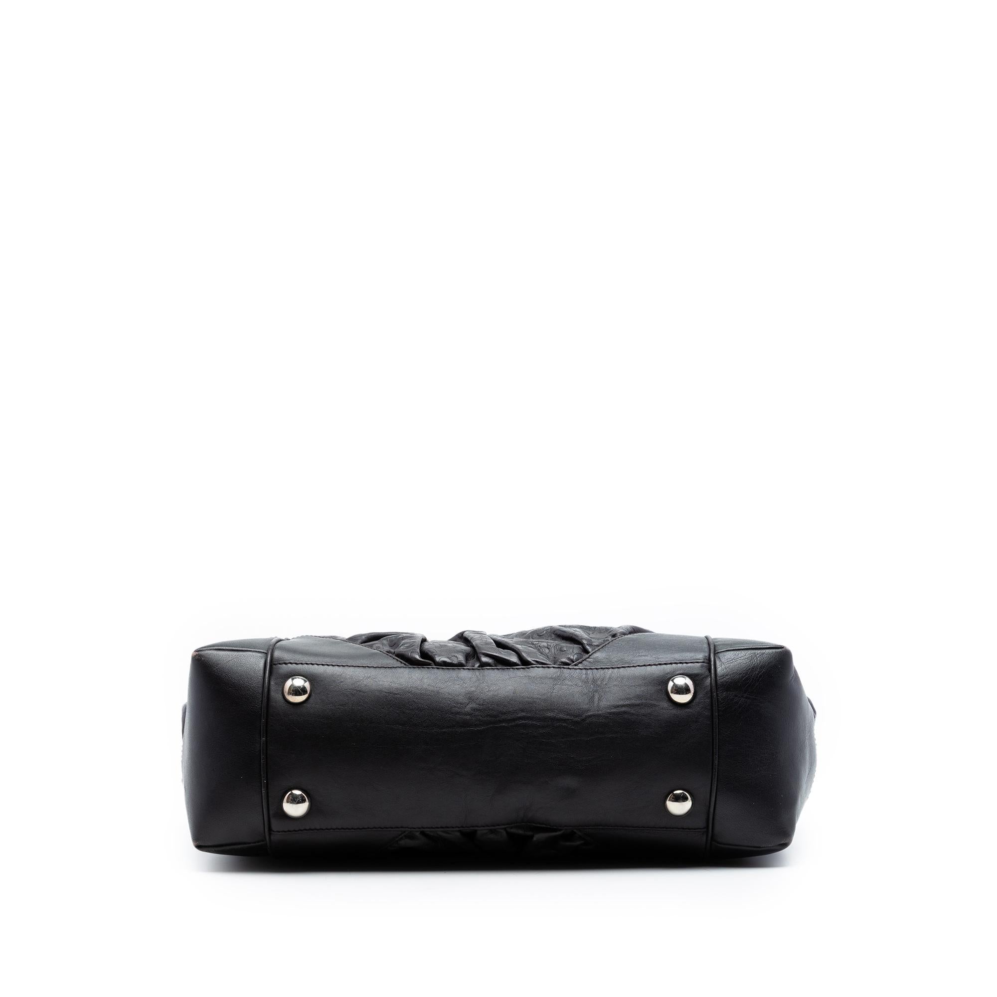 Gucci Embossed Leather Horsebit Full Moon Tote