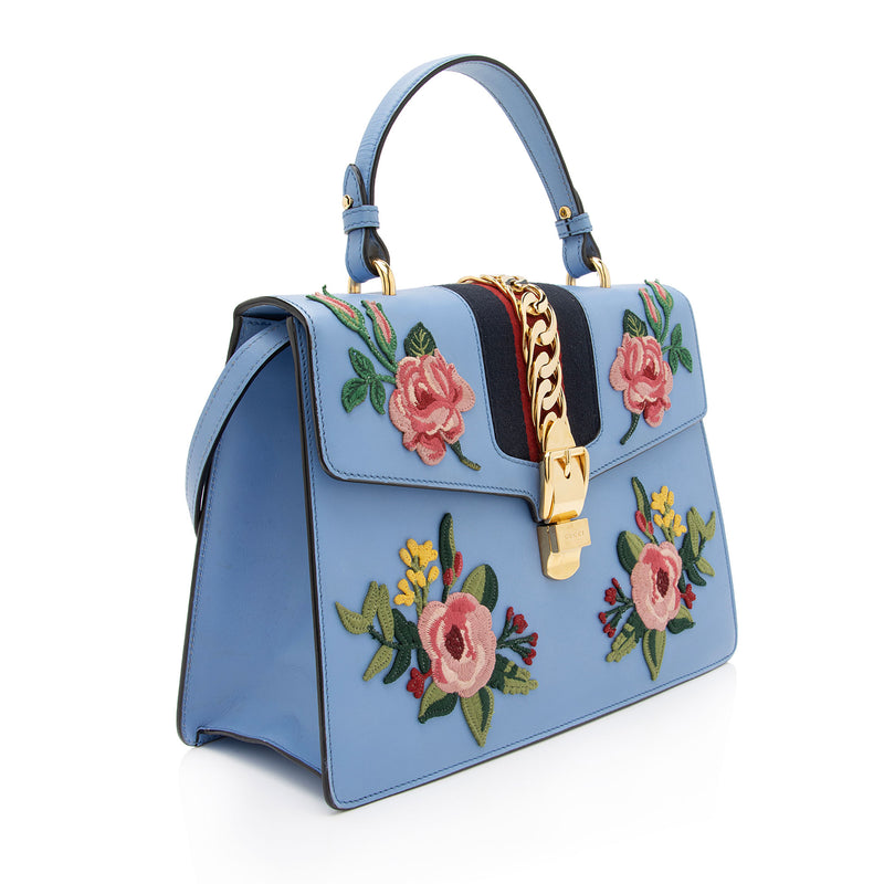 FENDI 'Baguette' Embroidered Bamboo Floral Monogram Bag