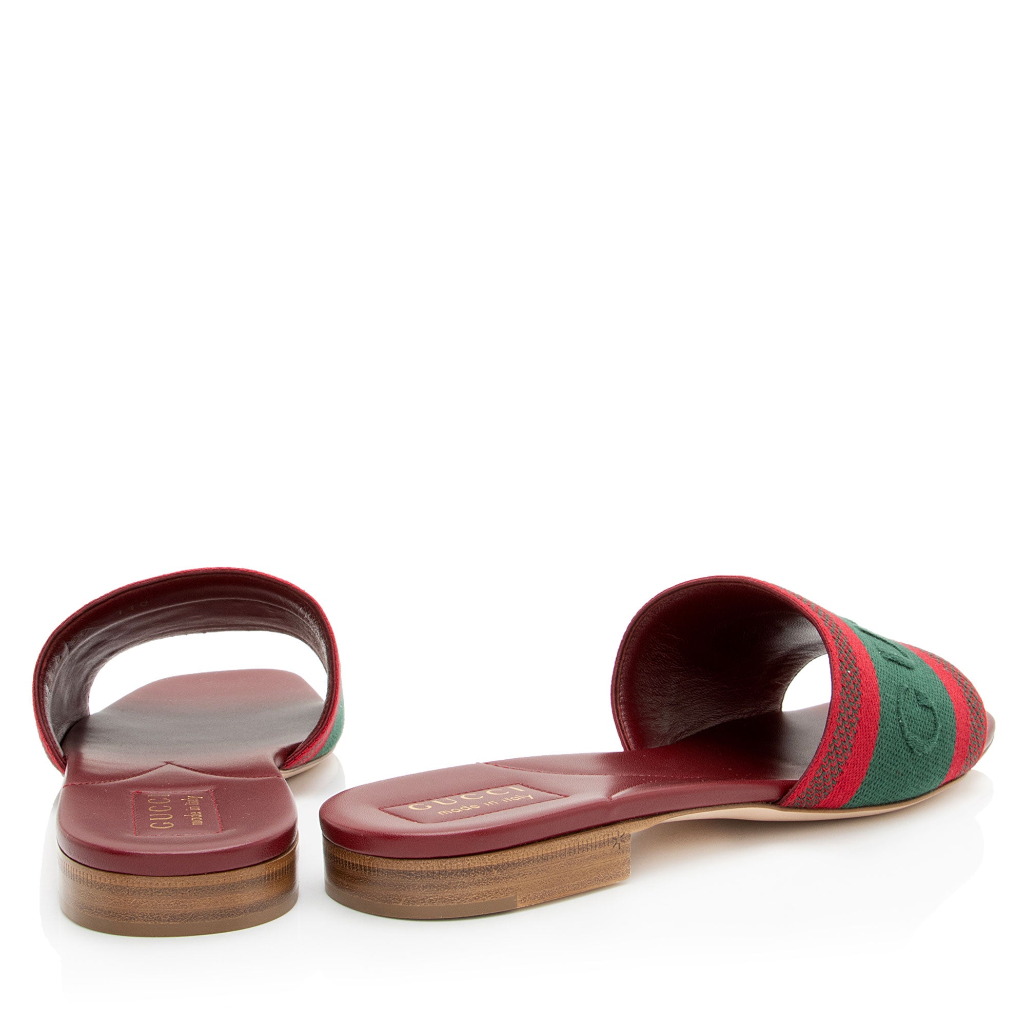 Gucci Embroidered Logo Web Slide Sandals - Size 9 / 39