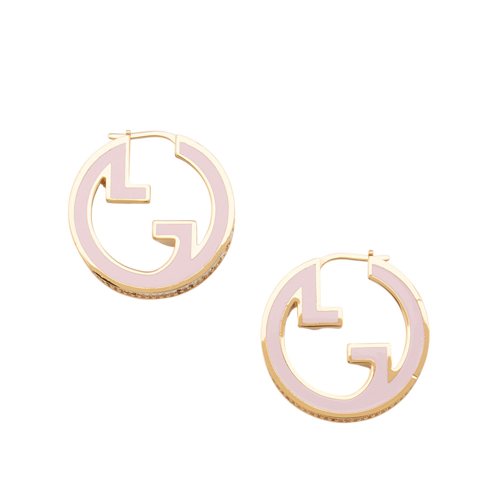 Gucci Enamel Crystal Blondie Hoop Earrings