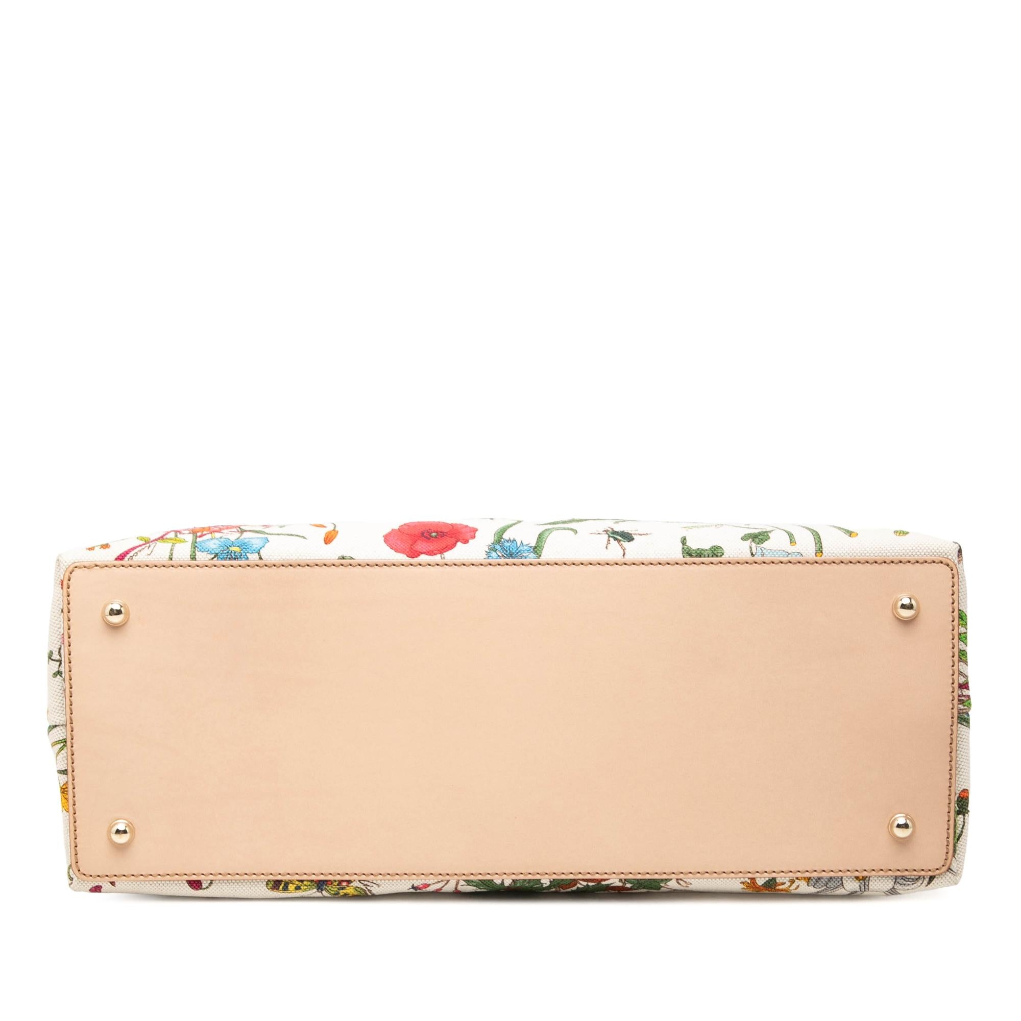 Gucci Flora Canvas Bamboo Handbag