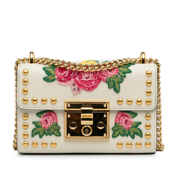 Gucci Floral Studded Padlock Shoulder Bag (SHG-0r94kw)