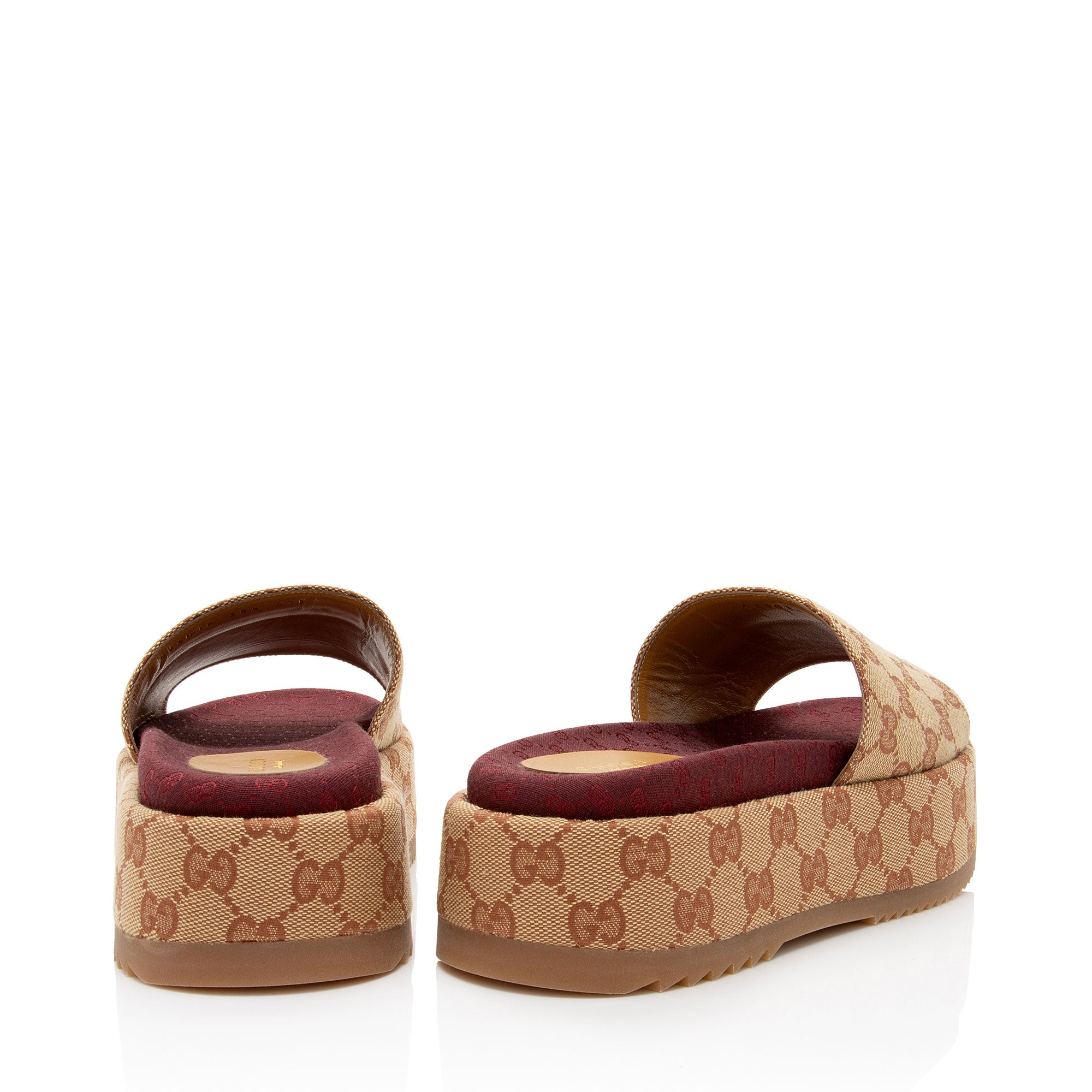 Gucci GG Canvas Angelina Slide Platform Sandals - Size 8.5 / 38.5 (SHF-jgEb0t)
